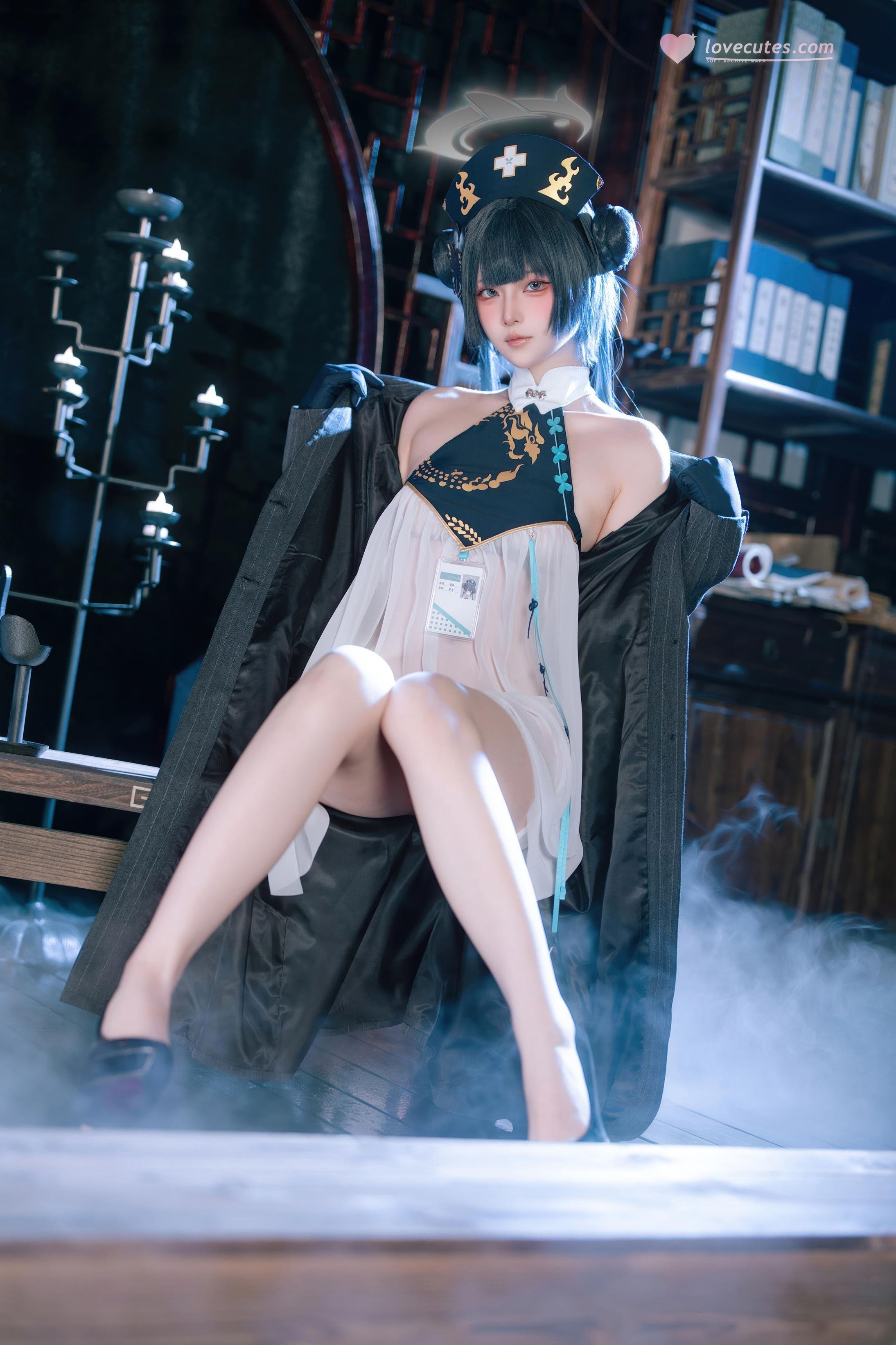 [cosplay] 屿鱼 - 蔚蓝档案 妃咲同人护士：护士装美腿翘臀还原 65P