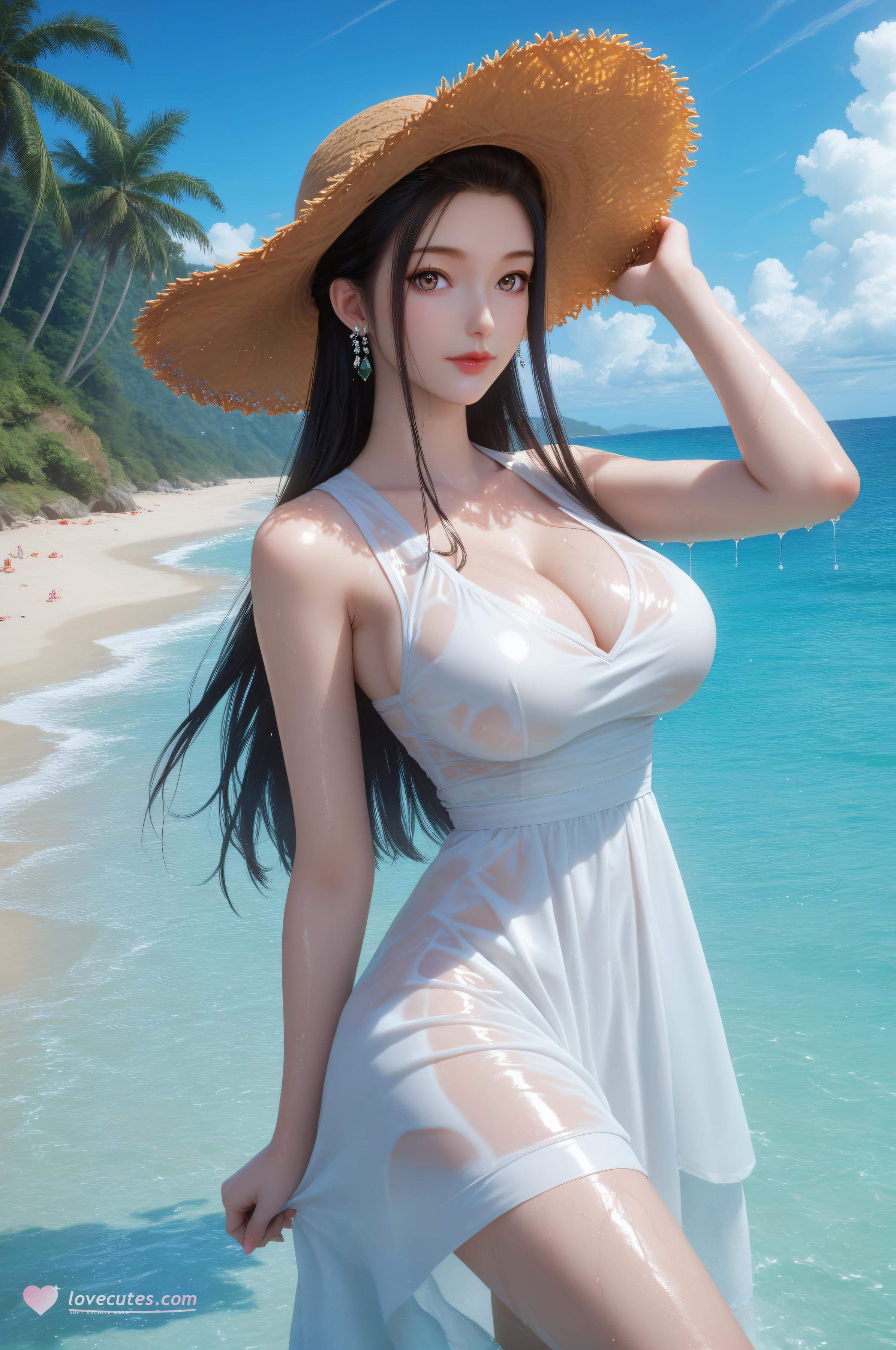 AI生成アニメ少女 - 神国之上 陆嫁嫁：ビーチリゾートの巨乳美脚 91P