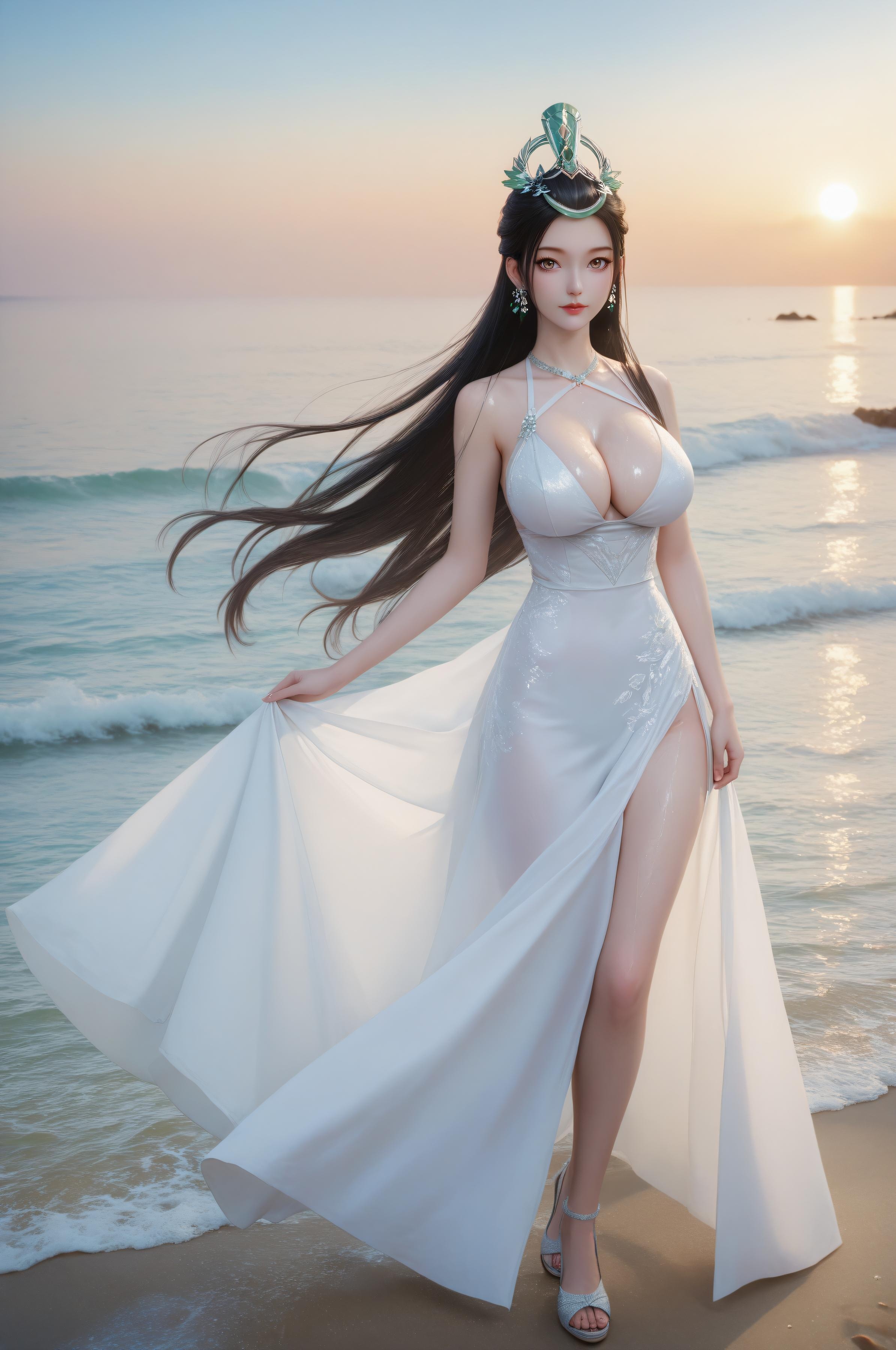 AI生成アニメ少女 - 神国之上 陆嫁嫁：ビーチリゾートの巨乳美脚 91P