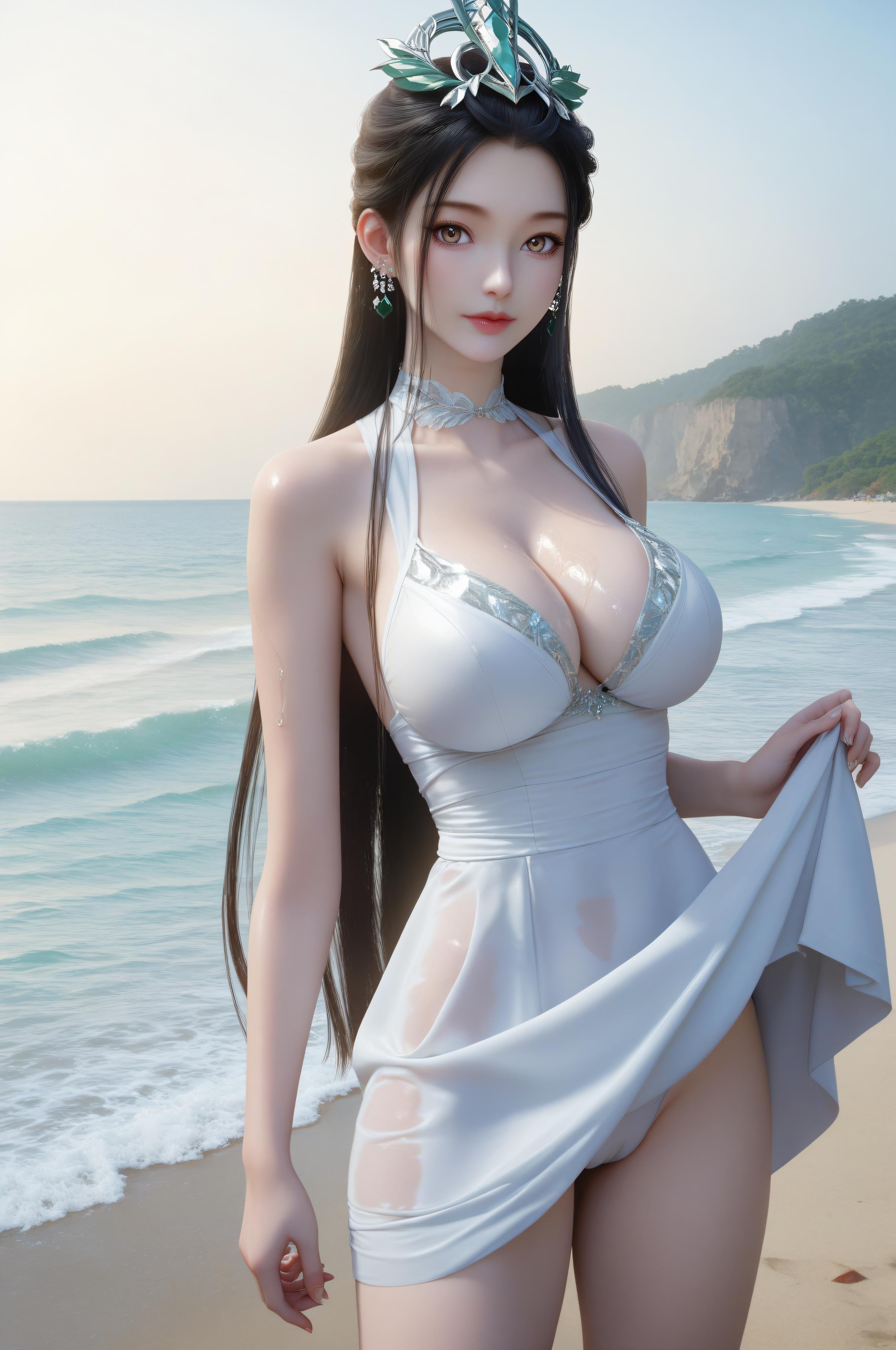 AI生成アニメ少女 - 神国之上 陆嫁嫁：ビーチリゾートの巨乳美脚 91P