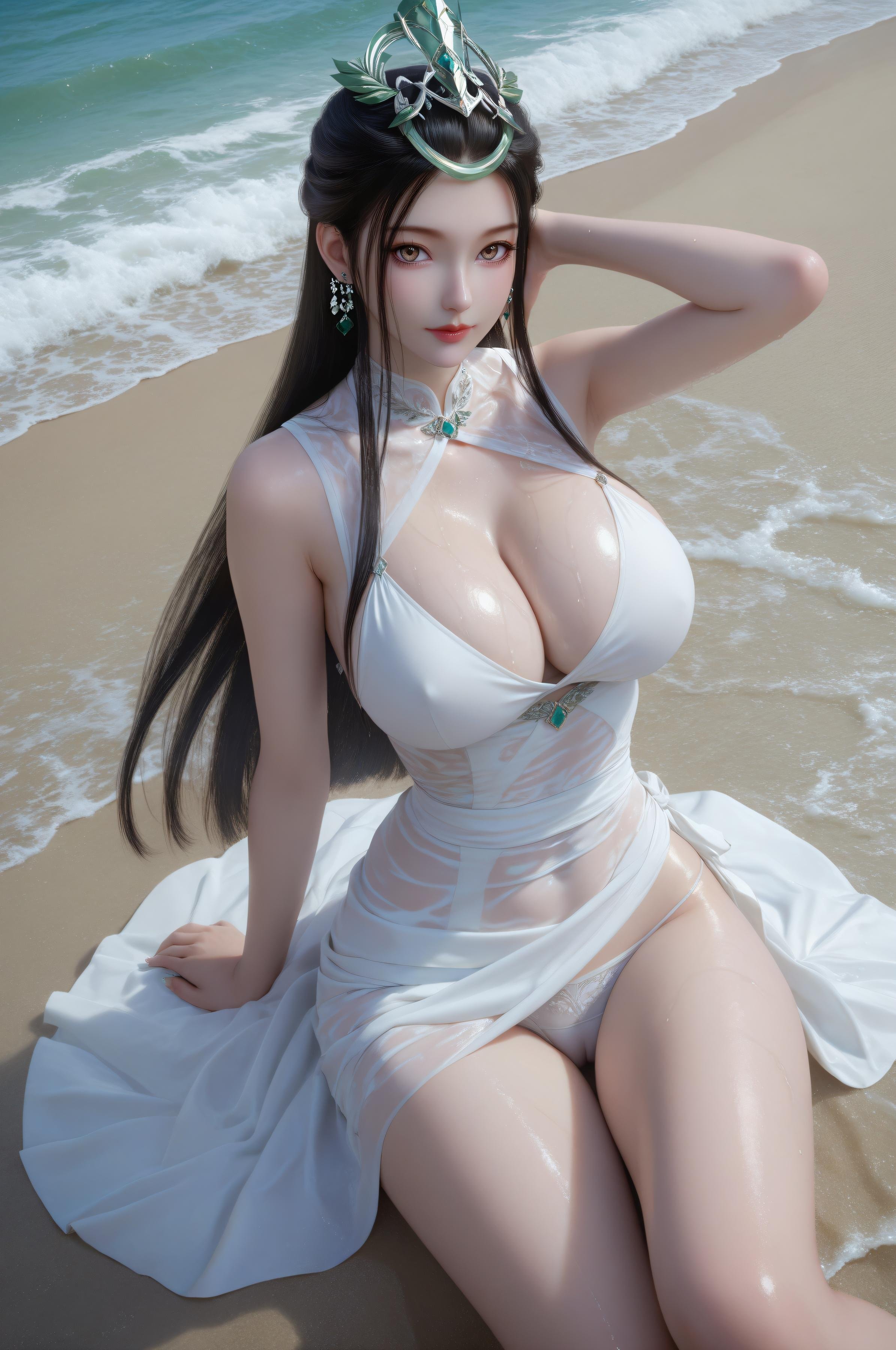 AI生成アニメ少女 - 神国之上 陆嫁嫁：ビーチリゾートの巨乳美脚 91P