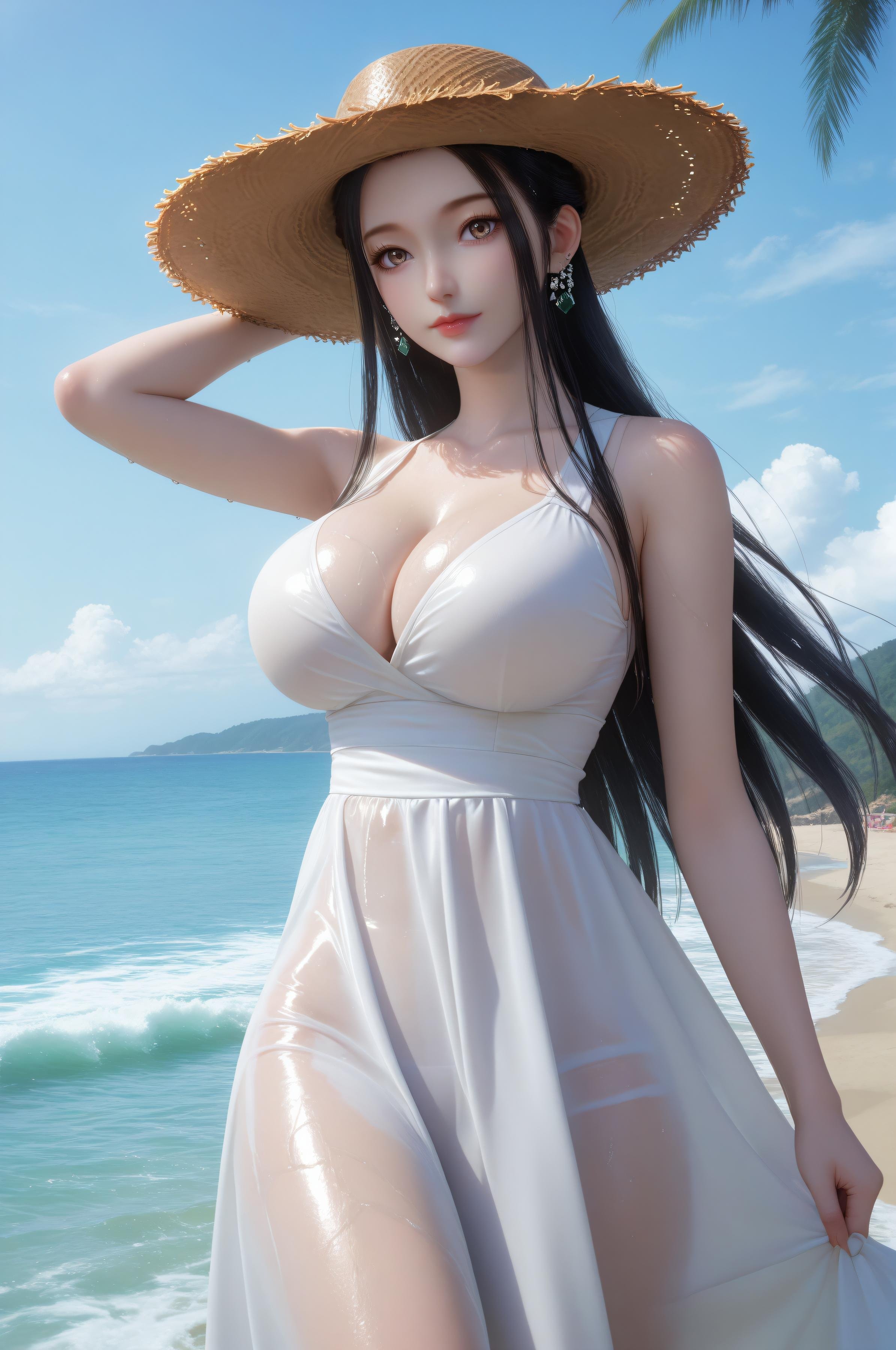 AI生成アニメ少女 - 神国之上 陆嫁嫁：ビーチリゾートの巨乳美脚 91P