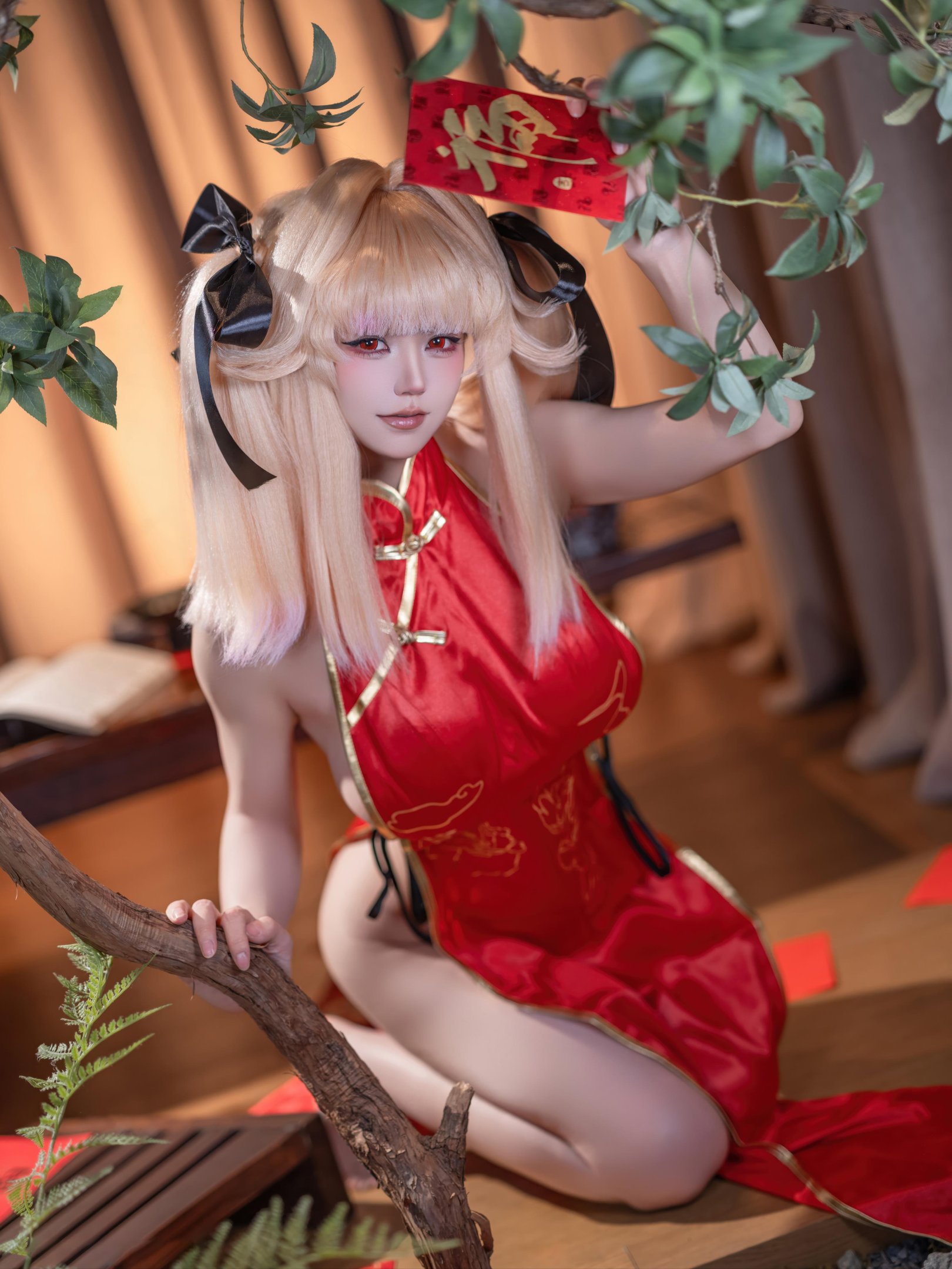 [私房] 小仓千代w - ปีใหม่: ชุดชั้นในเซ็กซี่สีแดง หูสัตว์ ถ่ายในห้องส่วนตัว ขนาดใหญ่ 26P