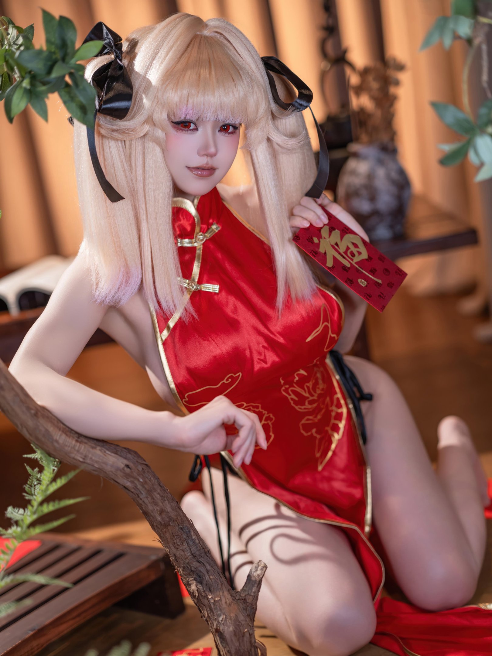 [私房] 小仓千代w - ปีใหม่: ชุดชั้นในเซ็กซี่สีแดง หูสัตว์ ถ่ายในห้องส่วนตัว ขนาดใหญ่ 26P