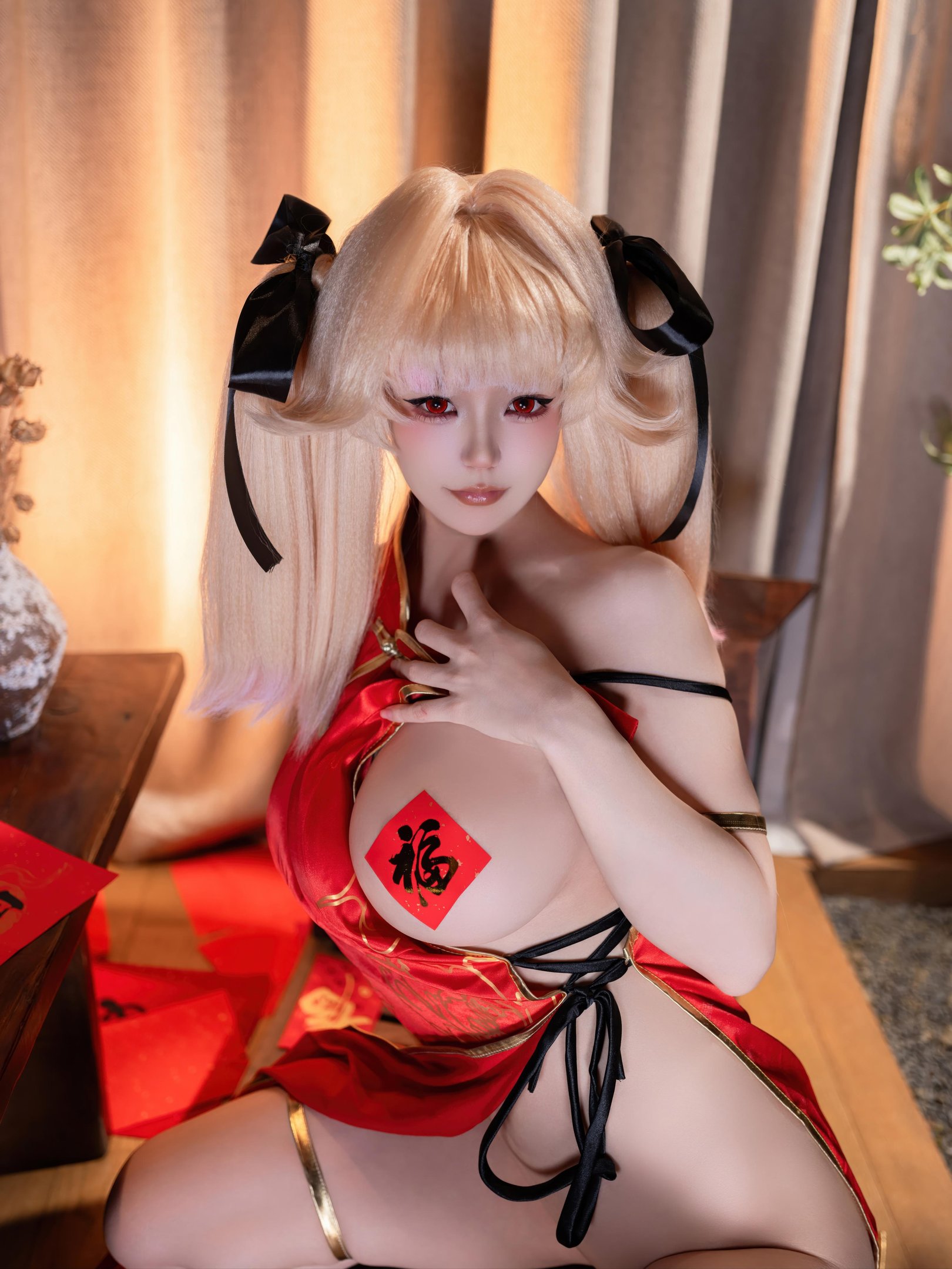 [私房] 小仓千代w - ปีใหม่: ชุดชั้นในเซ็กซี่สีแดง หูสัตว์ ถ่ายในห้องส่วนตัว ขนาดใหญ่ 26P