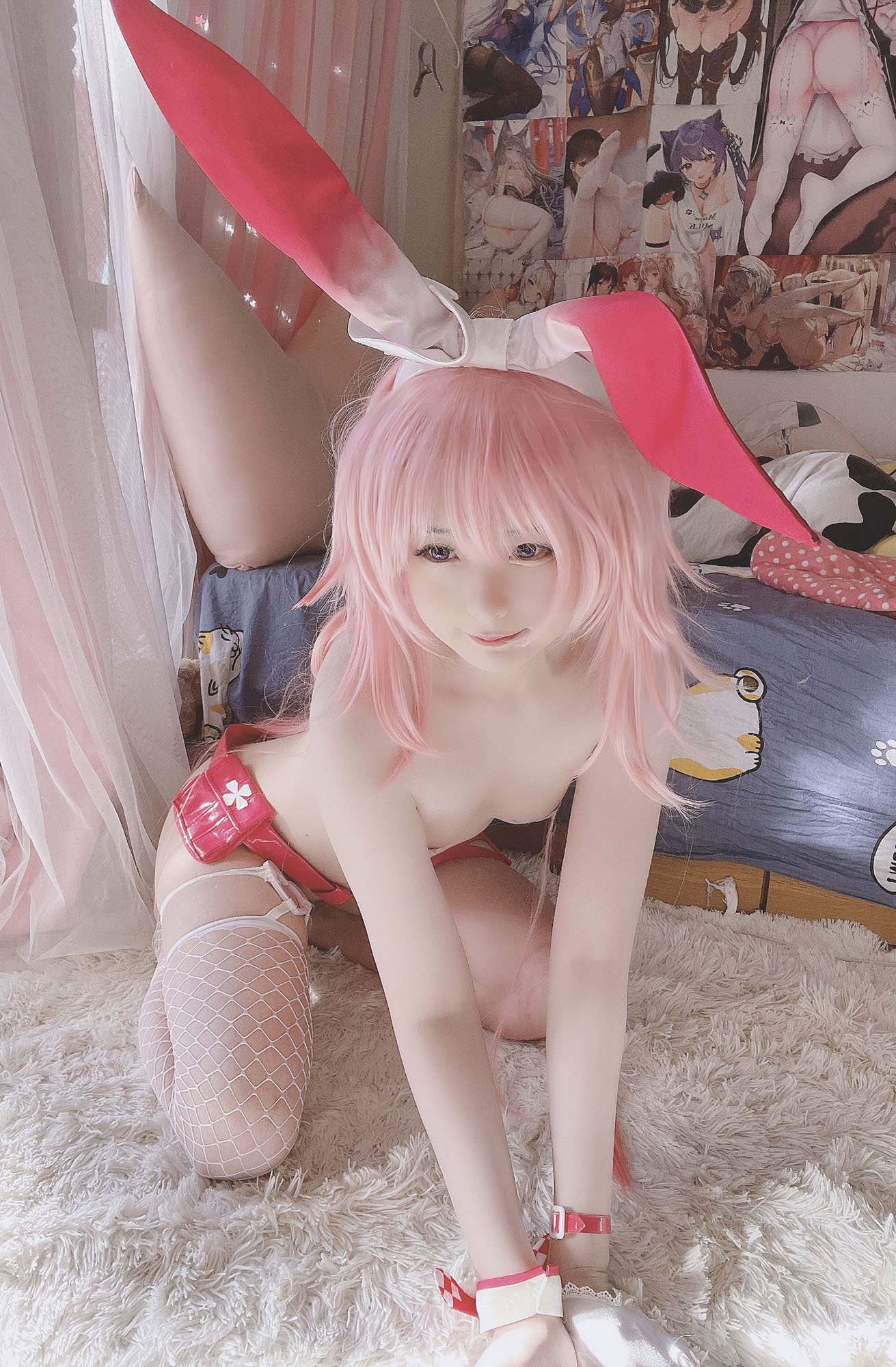 [cosplay] 습댕댕 - 야에 사쿠라：간호사 핑크 토끼 노출 대범한 리얼리즘 복원 22P1V