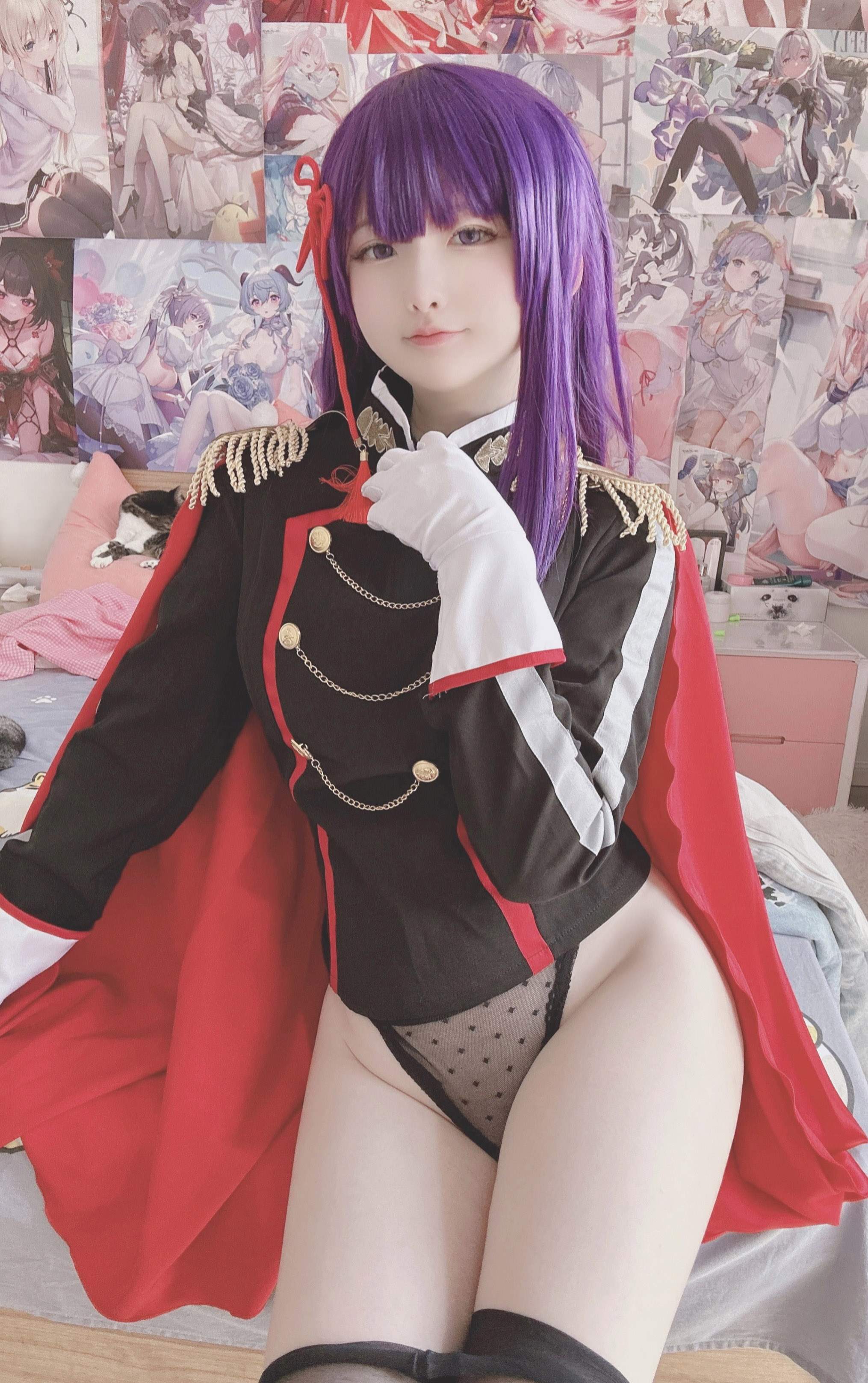 [cosplay] 习呆呆 - Shancheng Love: Black and Red Uniform, Nipple Exposure, High-Detail Recreation 22P1V