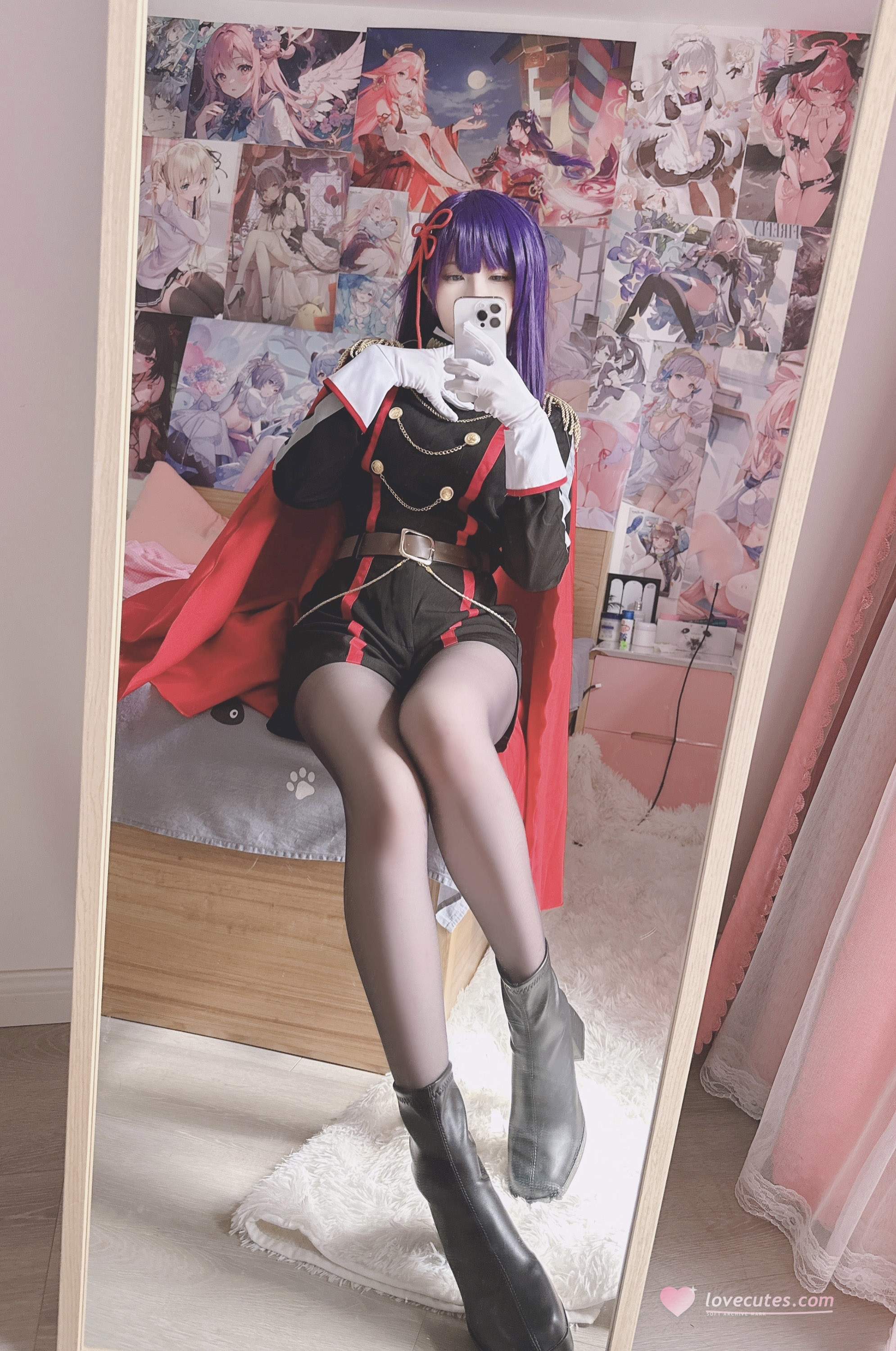 [cosplay] 习呆呆 - 山城恋：ชุดเครื่องแบบสีดำแดงเผยจุดไวลียดกับการถ่ายทอดบทบาทแบบจัดเต็ม 22P1V