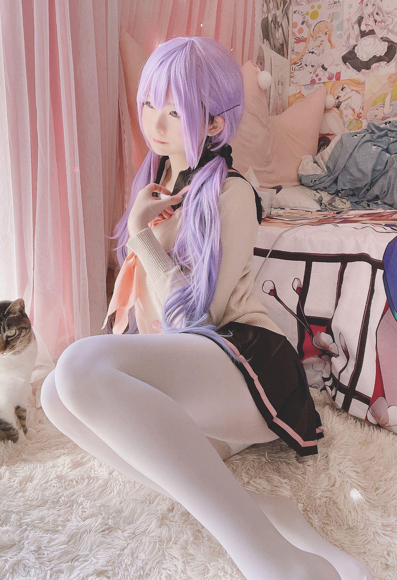 [cosplay] 习呆呆 - Azur Lane Unicorn: White Stockings Nipple Exposure Large-Scale Recreation 22P2V
