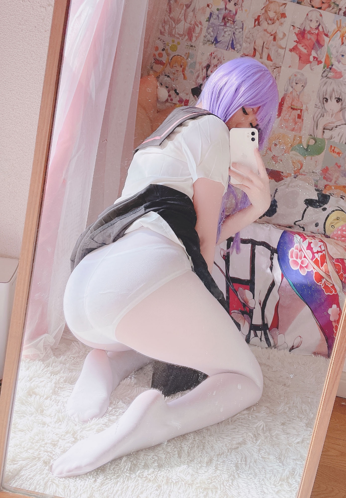 [cosplay] 习呆呆 - Azur Lane Unicorn: White Stockings Nipple Exposure Large-Scale Recreation 22P2V