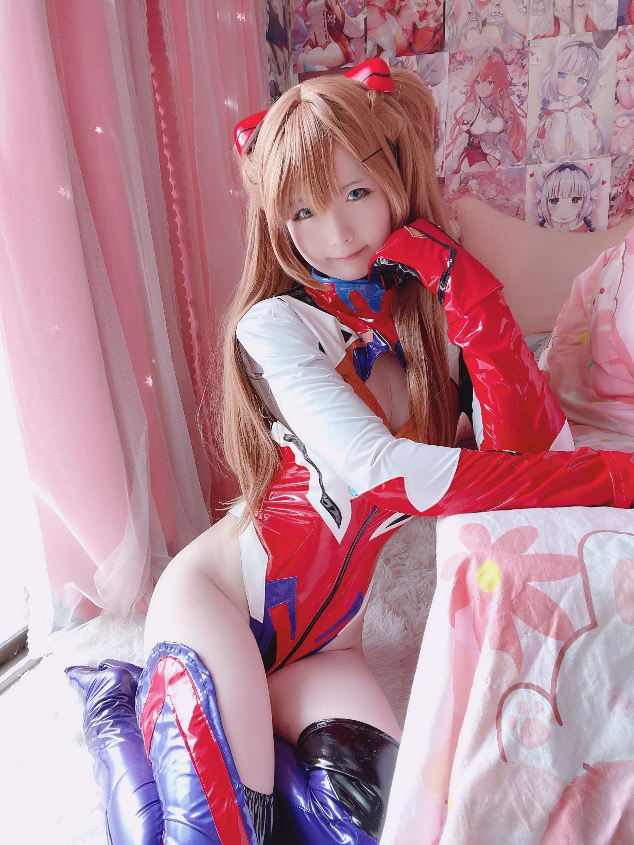 [cosplay] 习呆呆 - EVA 明日香戦闘服：タイトな戦闘服 巨乳 大胆な再現 16P1V