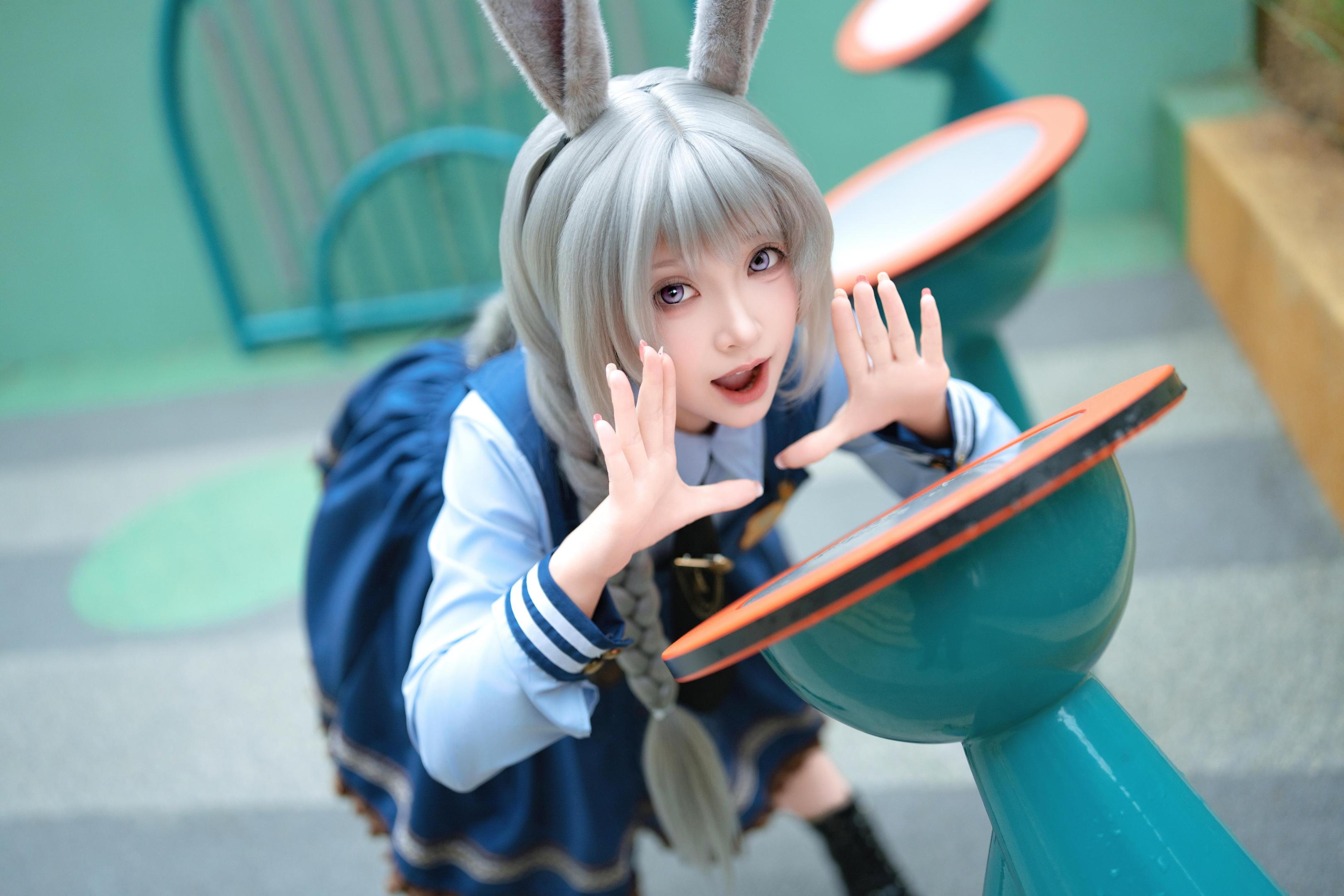 [cosplay] Bangni邦尼 - ตำรวจสาวกระต่าย: ยูนิฟอร์มสีน้ำเงิน หูกระต่าย ขาสูง ผูกเชือก เซ็ตจัดเต็ม 72P8V