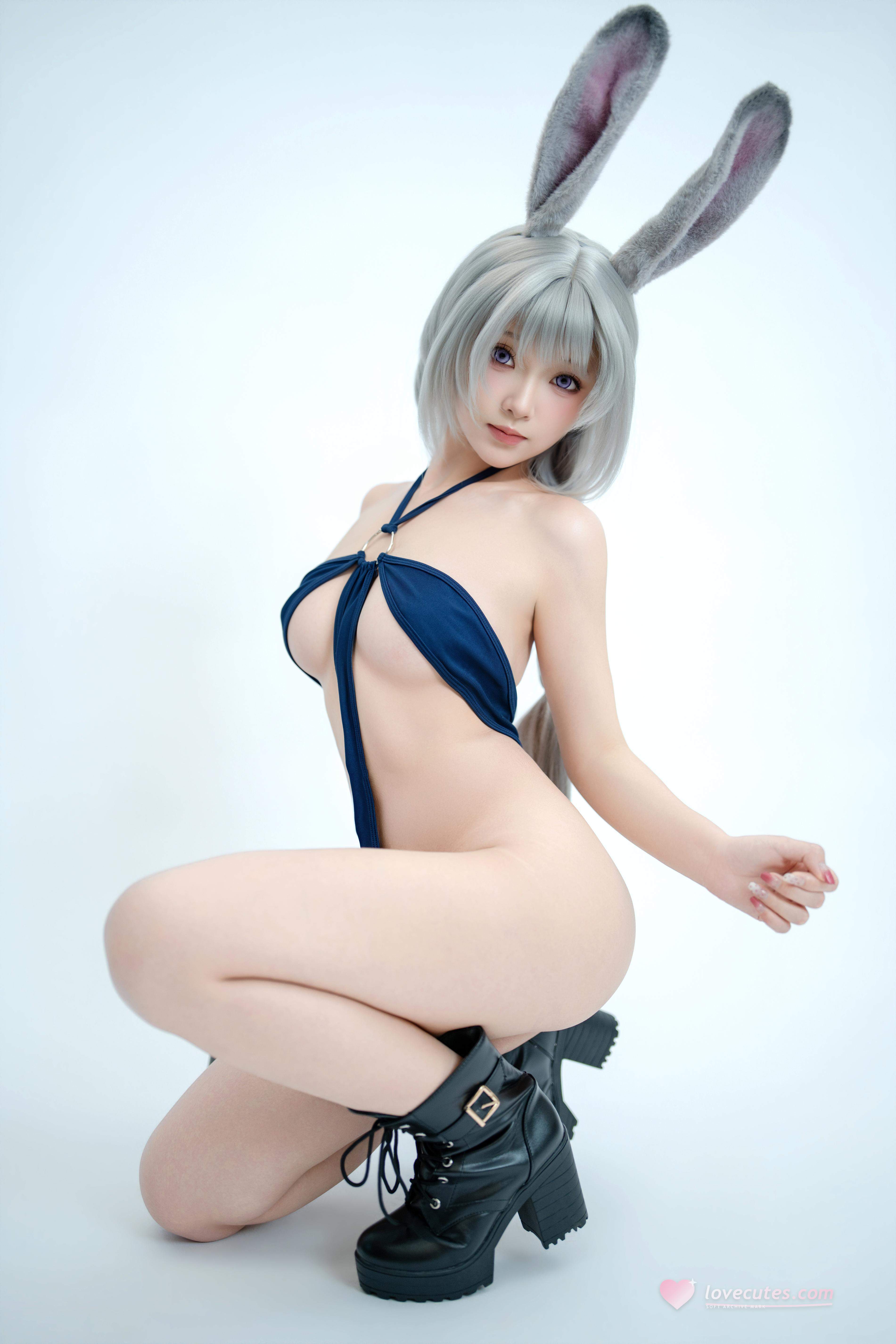 [cosplay] Bangni邦尼 - 兔子警官：青制服のウサギ耳警官 ハイカット レースアップ 大胆 72P8V