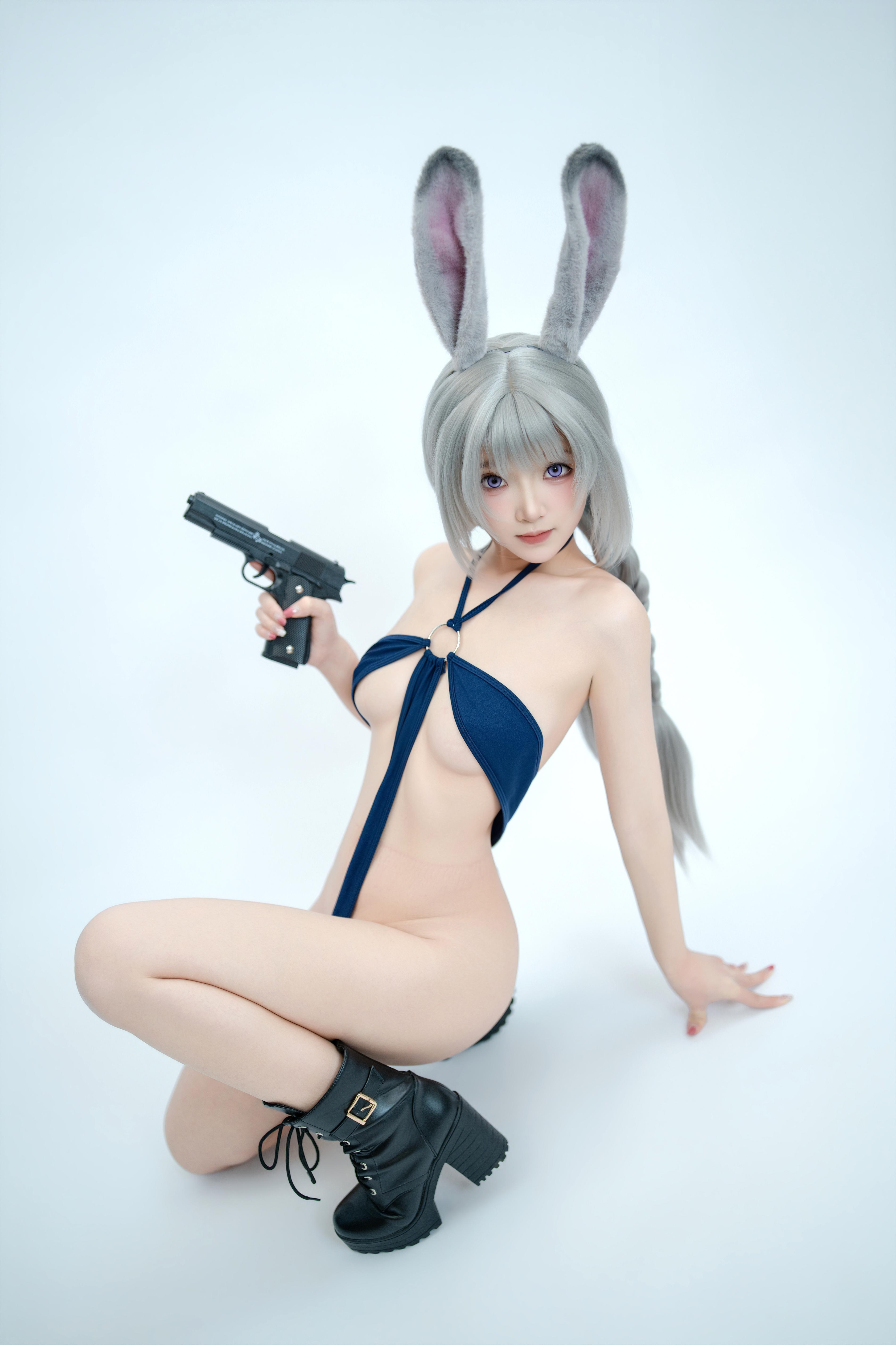 [cosplay] Bangni邦尼 - 兔子警官：青制服のウサギ耳警官 ハイカット レースアップ 大胆 72P8V