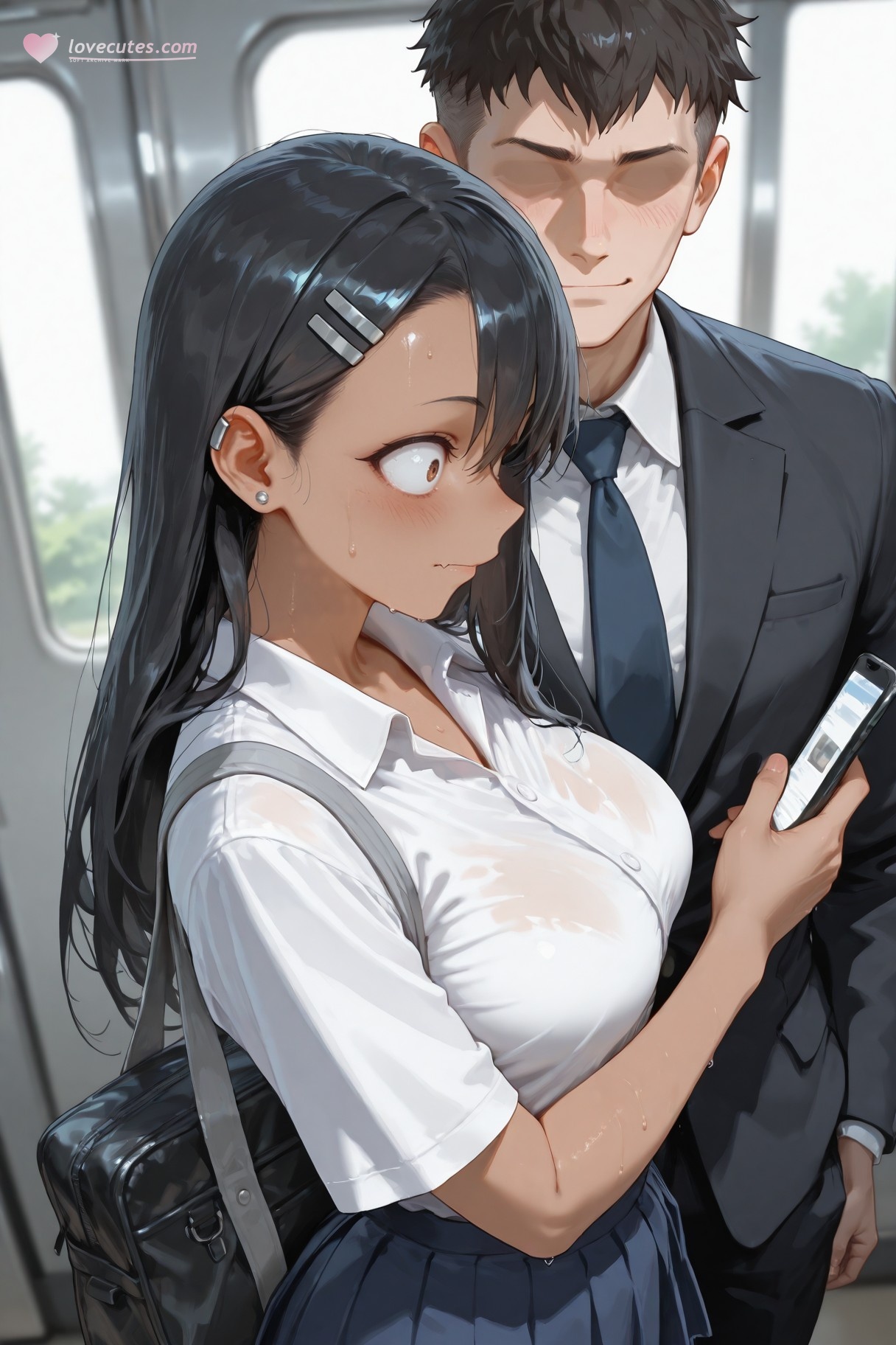 AI Generated Anime Girl - 不要欺负我，长瀞同学 长瀞早濑：学生装湿身露穴 415P