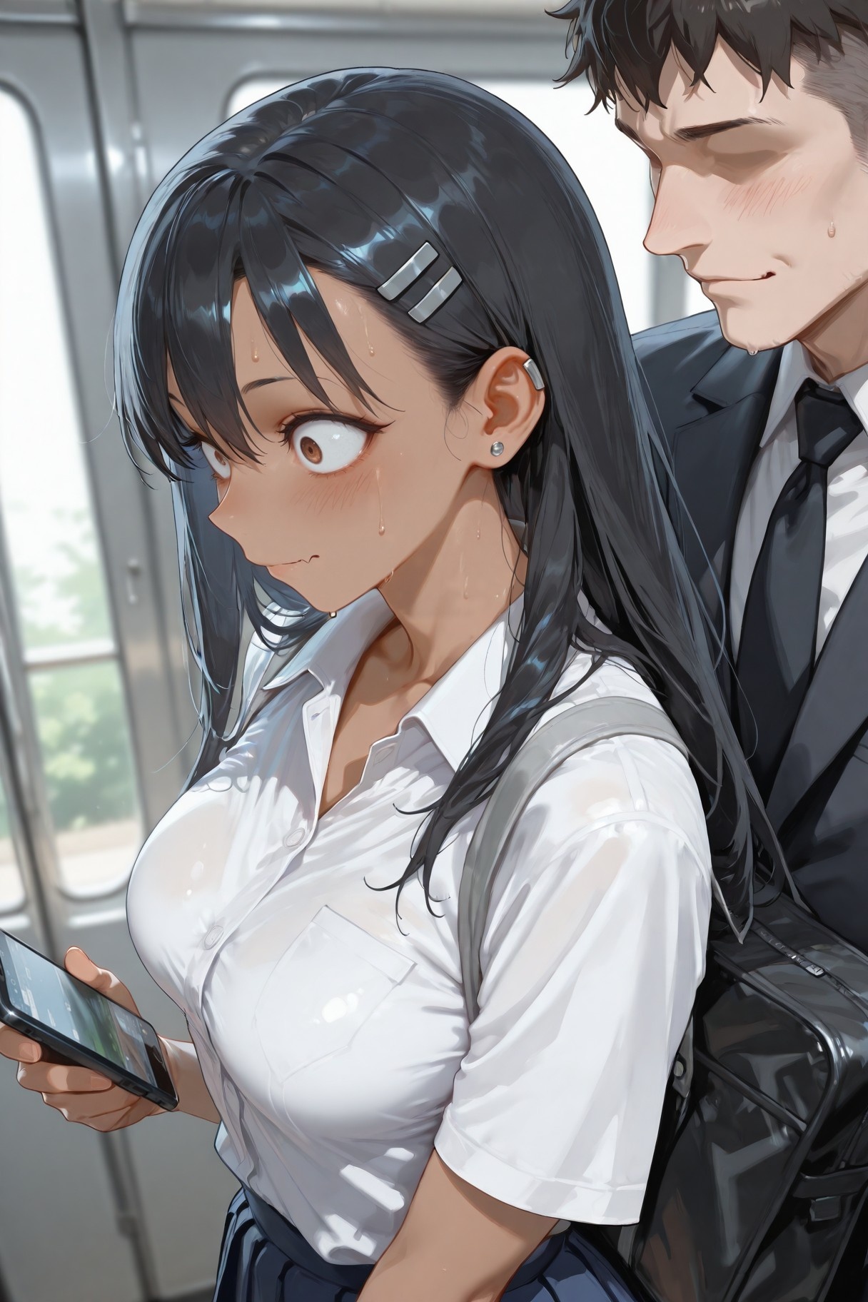 AI Generated Anime Girl - 不要欺负我，长瀞同学 长瀞早濑：学生装湿身露穴 415P