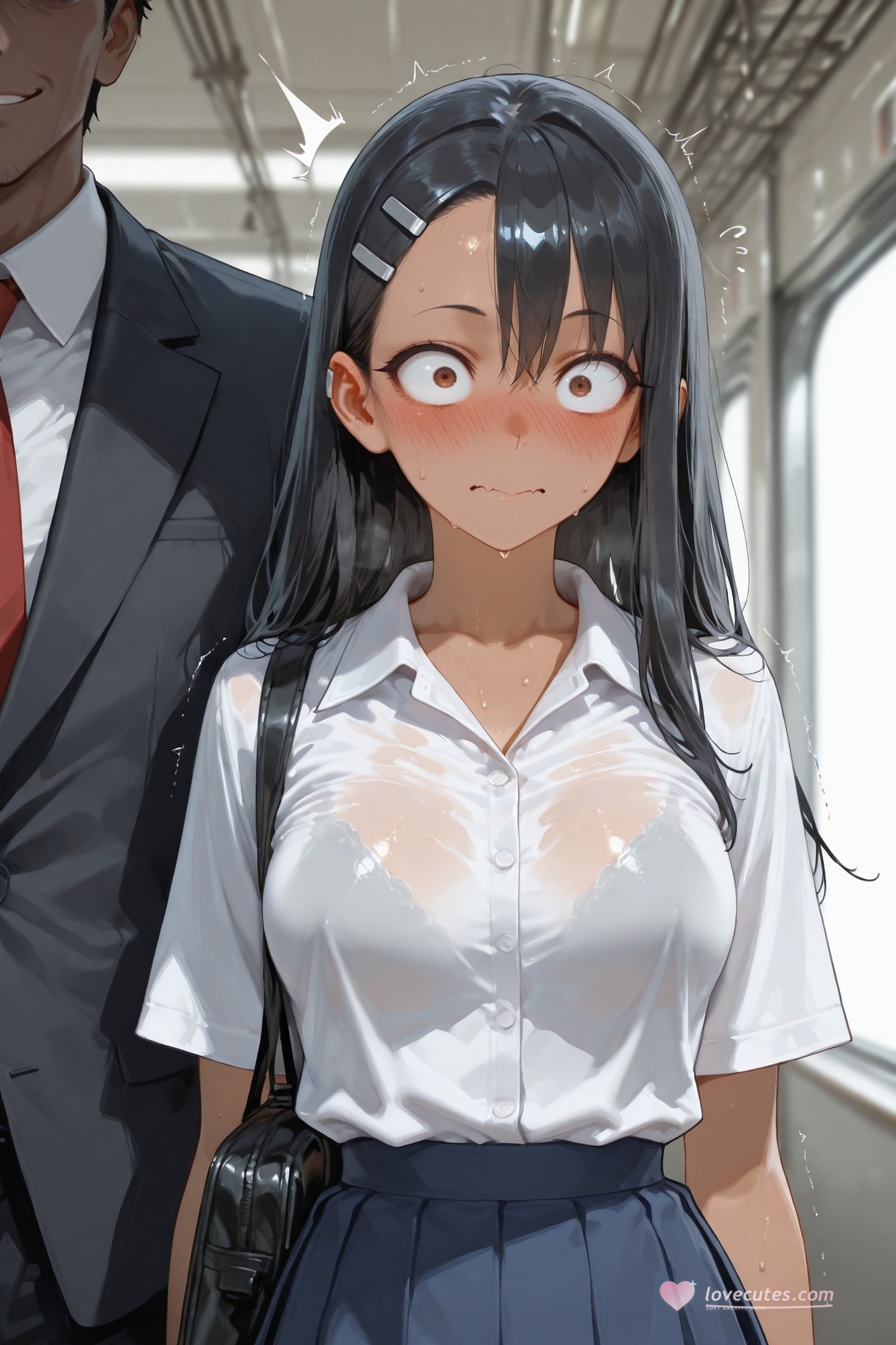 AI Generated Anime Girl - 不要欺负我，长瀞同学 长瀞早濑：学生装湿身露穴 415P