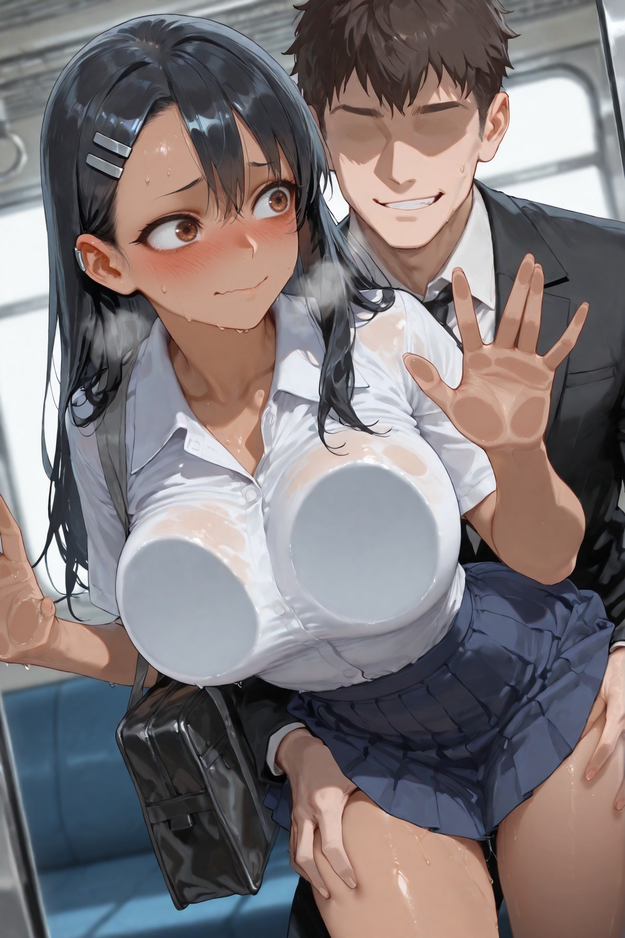 AI Generated Anime Girl - 不要欺负我，长瀞同学 长瀞早濑：学生装湿身露穴 415P