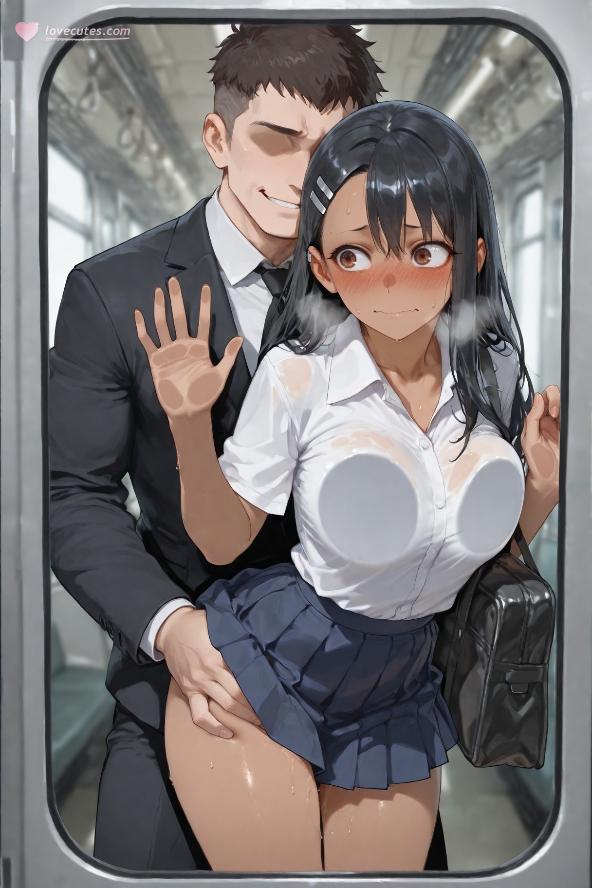 AI Generated Anime Girl - 不要欺负我，长瀞同学 长瀞早濑：学生装湿身露穴 415P