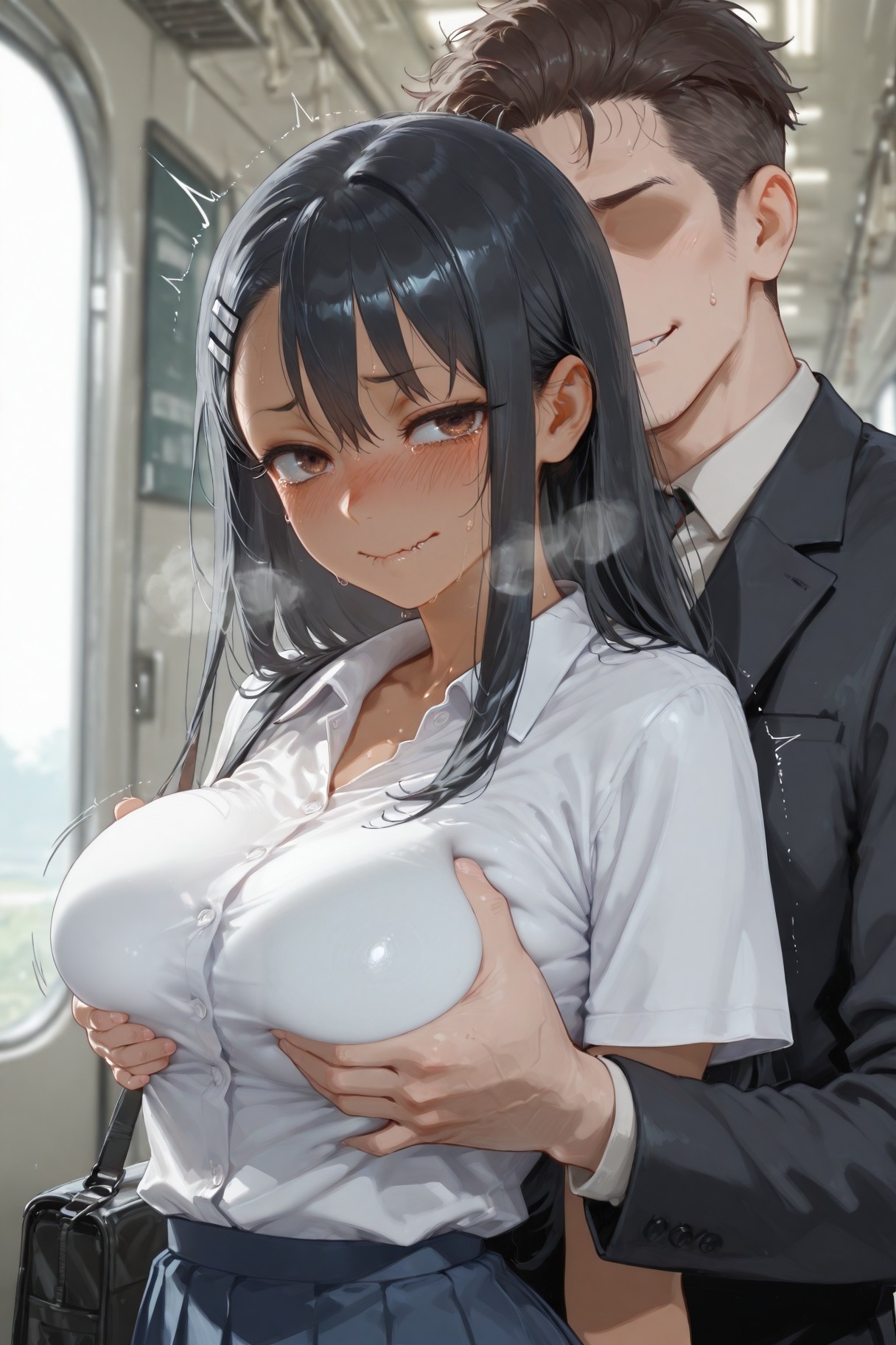 AI Generated Anime Girl - 不要欺负我，长瀞同学 长瀞早濑：学生装湿身露穴 415P