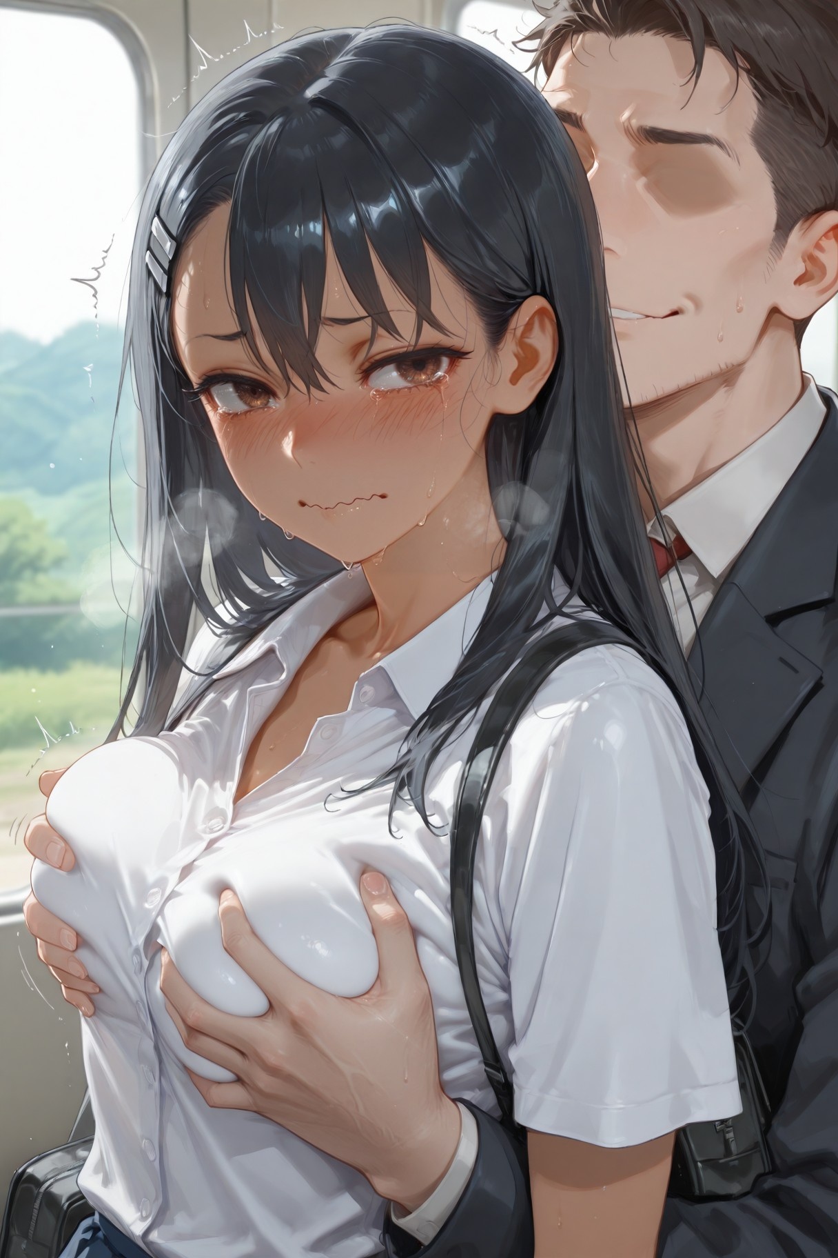 AI Generated Anime Girl - 不要欺负我，长瀞同学 长瀞早濑：学生装湿身露穴 415P