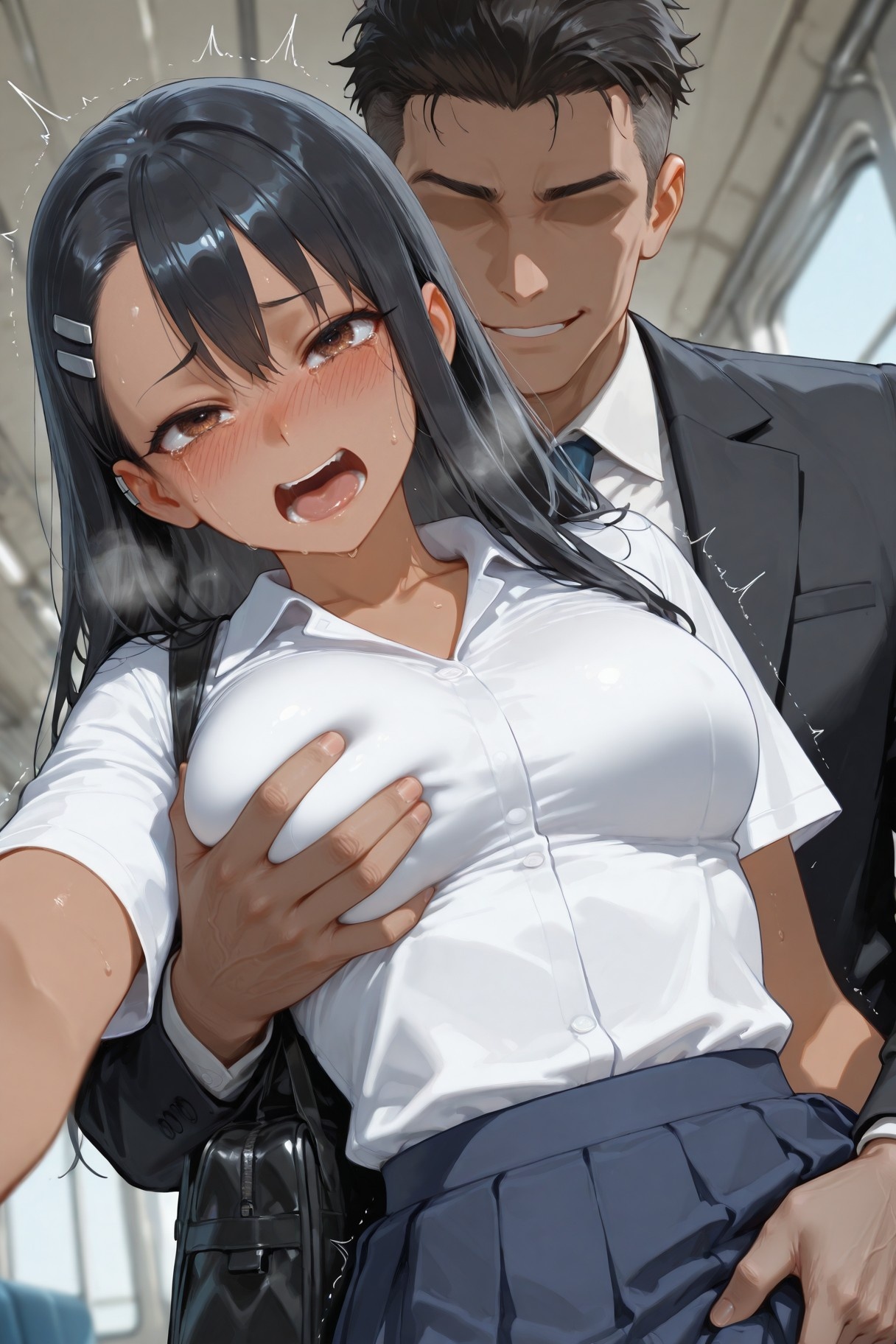 AI Generated Anime Girl - 不要欺负我，长瀞同学 长瀞早濑：学生装湿身露穴 415P