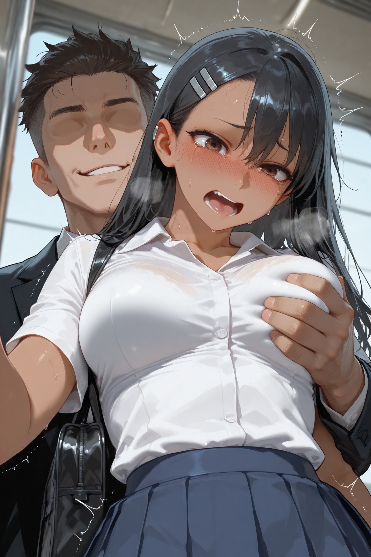 AI Generated Anime Girl - 不要欺负我，长瀞同学 长瀞早濑：学生装湿身露穴 415P