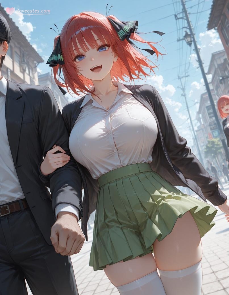 AI สร้างสาวอนิเมะ - 五等分的新娘 中野二乃 痴汉列车：蕾丝内衣学生装 325P