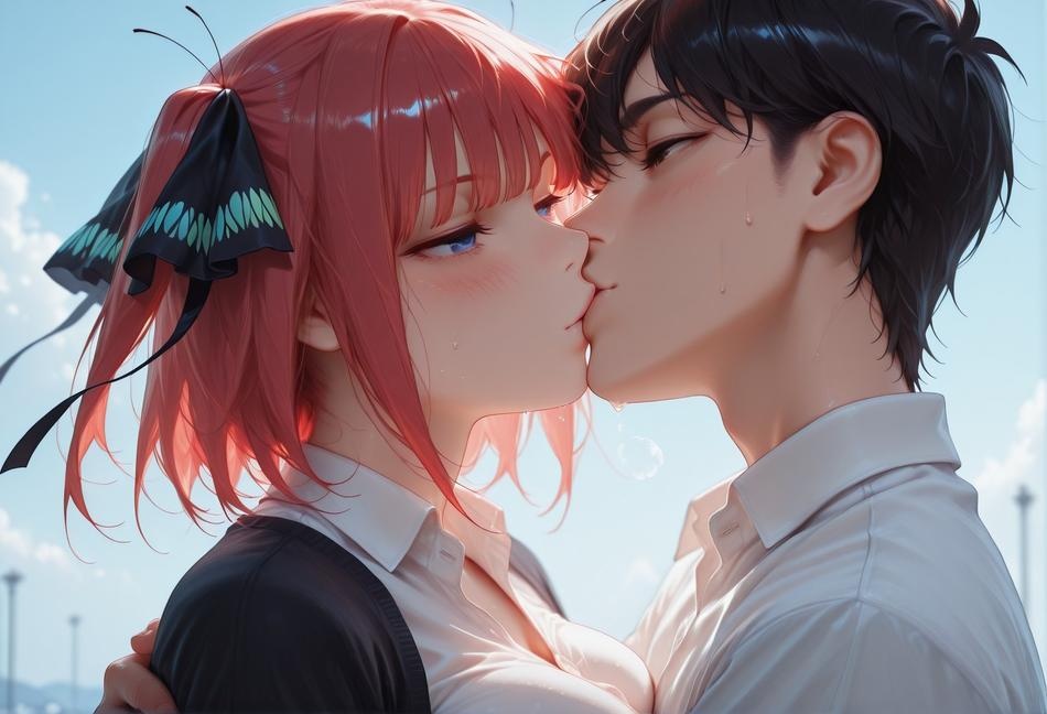 AI สร้างสาวอนิเมะ - 五等分的新娘 中野二乃 痴汉列车：蕾丝内衣学生装 325P