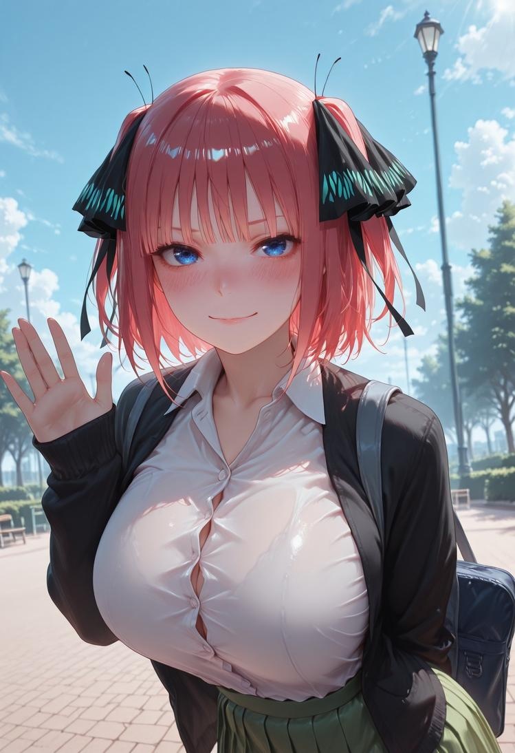 AI สร้างสาวอนิเมะ - 五等分的新娘 中野二乃 痴汉列车：蕾丝内衣学生装 325P