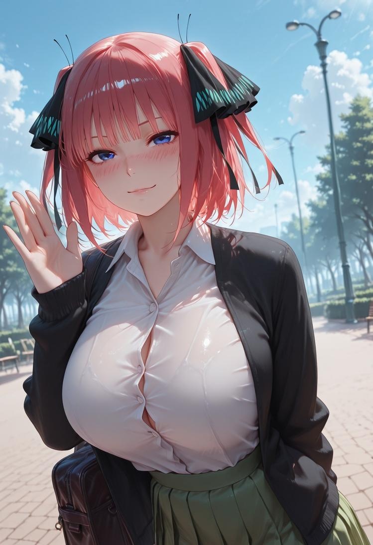 AI สร้างสาวอนิเมะ - 五等分的新娘 中野二乃 痴汉列车：蕾丝内衣学生装 325P