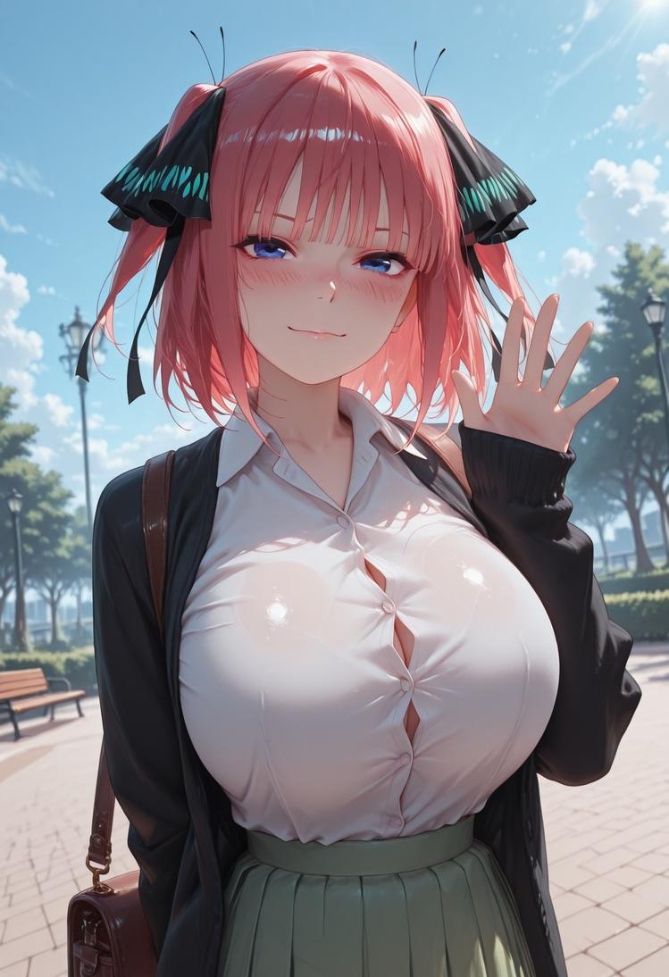AI สร้างสาวอนิเมะ - 五等分的新娘 中野二乃 痴汉列车：蕾丝内衣学生装 325P