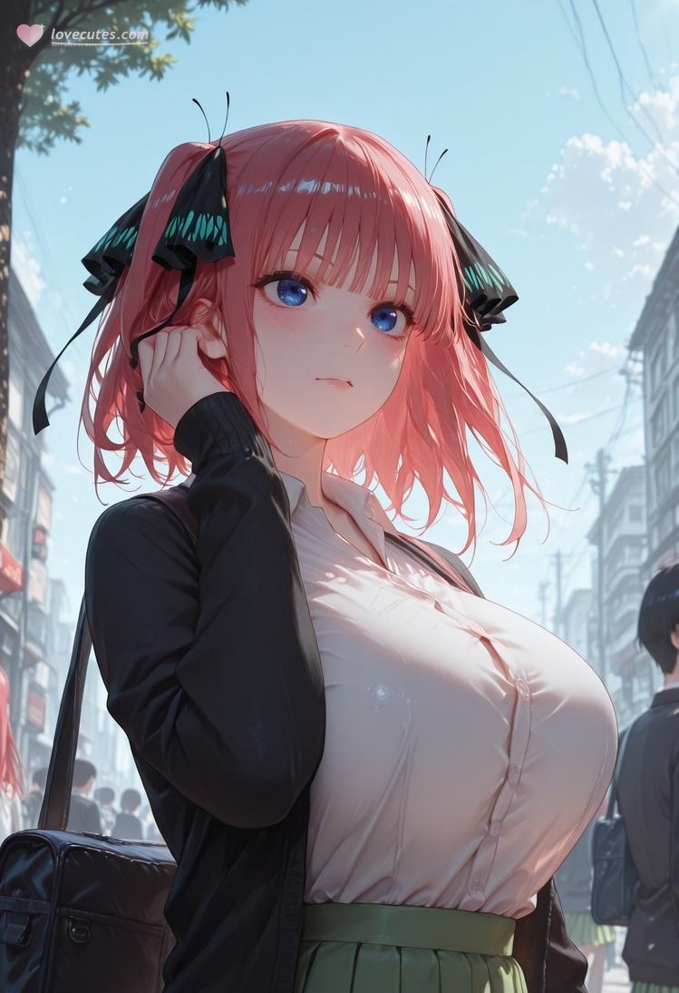 AI สร้างสาวอนิเมะ - 五等分的新娘 中野二乃 痴汉列车：蕾丝内衣学生装 325P