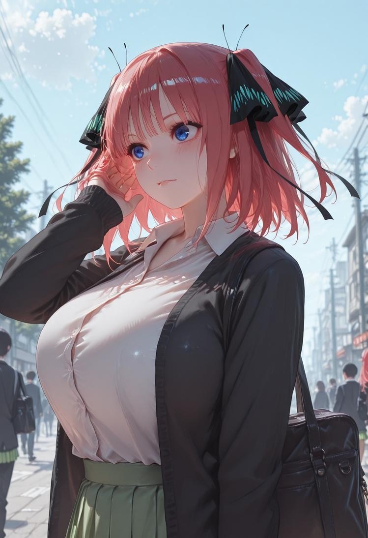 AI สร้างสาวอนิเมะ - 五等分的新娘 中野二乃 痴汉列车：蕾丝内衣学生装 325P