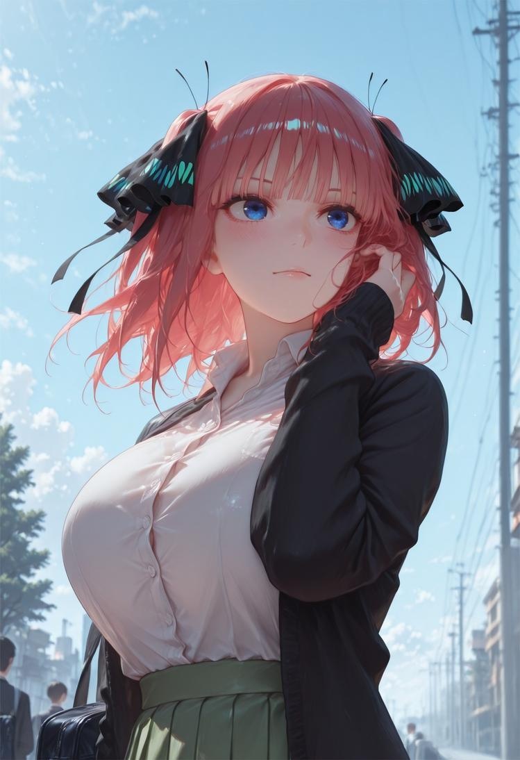 AI Generated Anime Girl - 五等分的新娘 中野二乃 痴汉列车：蕾丝内衣学生装 325P