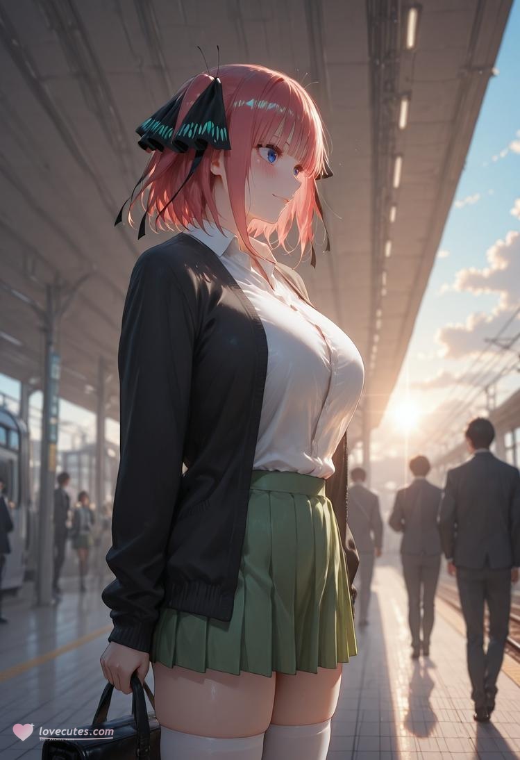 AI Generated Anime Girl - 五等分的新娘 中野二乃 痴汉列车：蕾丝内衣学生装 325P