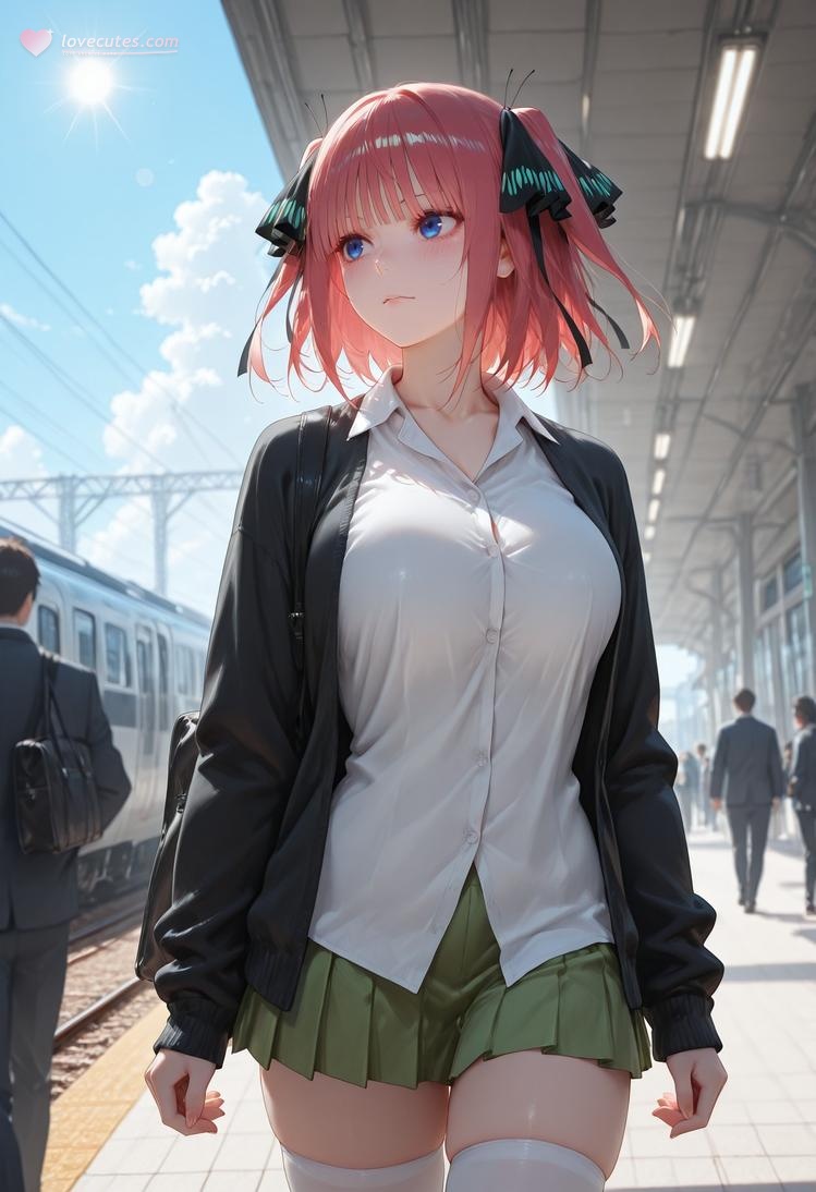 AI Generated Anime Girl - 五等分的新娘 中野二乃 痴汉列车：蕾丝内衣学生装 325P