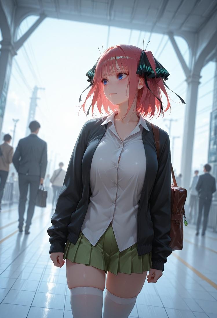 AI Generated Anime Girl - 五等分的新娘 中野二乃 痴汉列车：蕾丝内衣学生装 325P