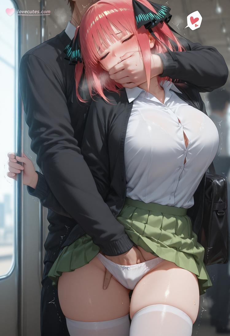 AI Generated Anime Girl - 五等分的新娘 中野二乃 痴汉列车：蕾丝内衣学生装 325P