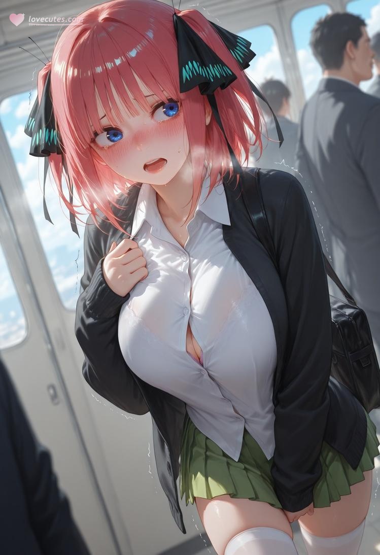 AI Generated Anime Girl - 五等分的新娘 中野二乃 痴汉列车：蕾丝内衣学生装 325P