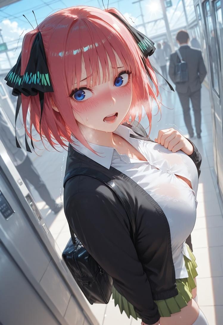 AI生成アニメ少女 - 五等分の花嫁 中野二乃 痴漢列車：レース下着学生服 325P