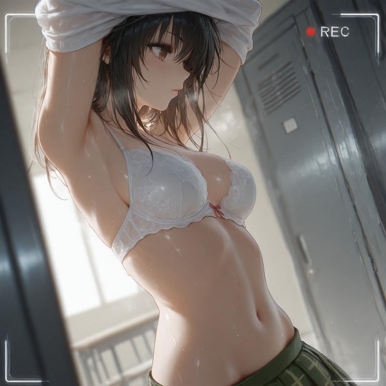 'AI สร้างสาวอนิเมะ - 出包王女 古手川唯: ชุดชั้นในลูกไม้ดำ NTR 126P'