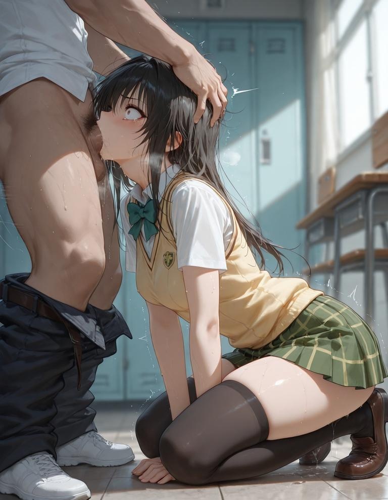 AI Generated Anime Girl - 出包王女 古手川唯：黑丝蕾丝内衣NTR 126P