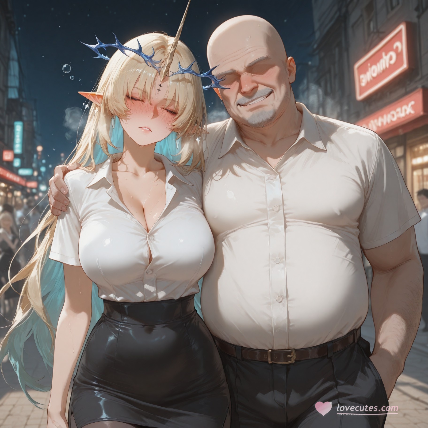 AI 생성 애니메이션 소녀 - 카르테이아: 검은 스타킹 침대 촬영 노출 318P