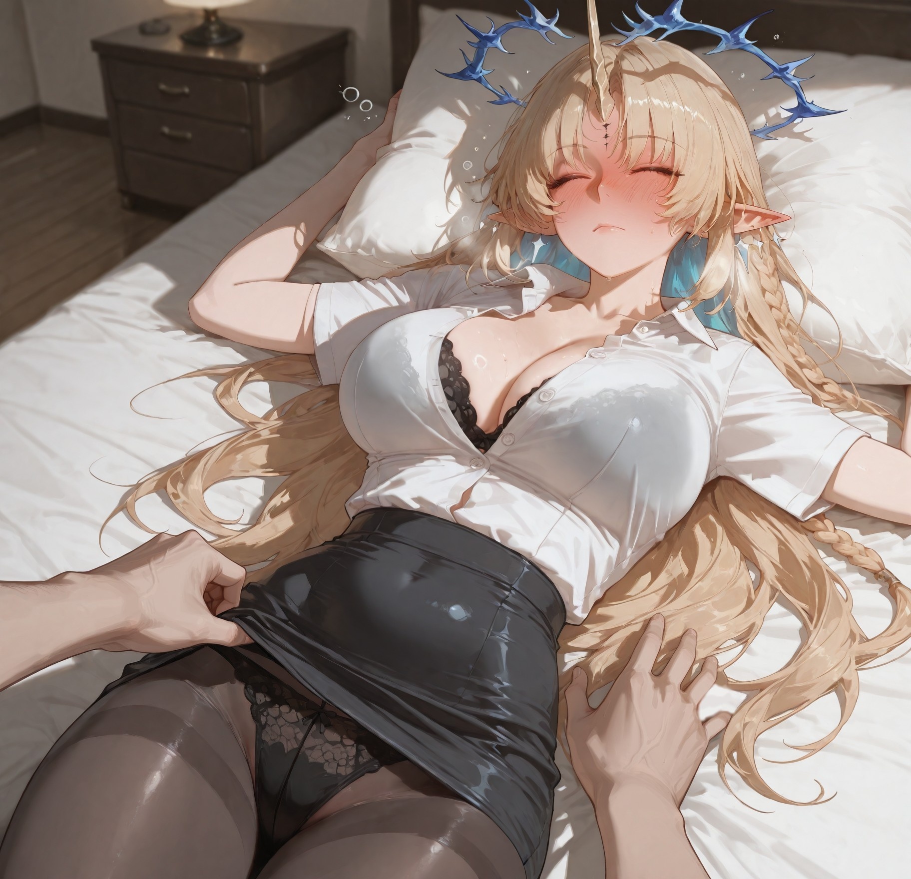 AI Generated Anime Girl - Cartethyia：黑丝床拍露穴 318P