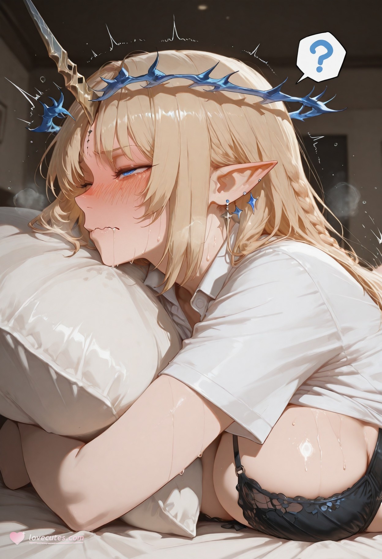 AI生成アニメ少女 - Cartethyia：黒ストッキングベッド撮影露穴 318P