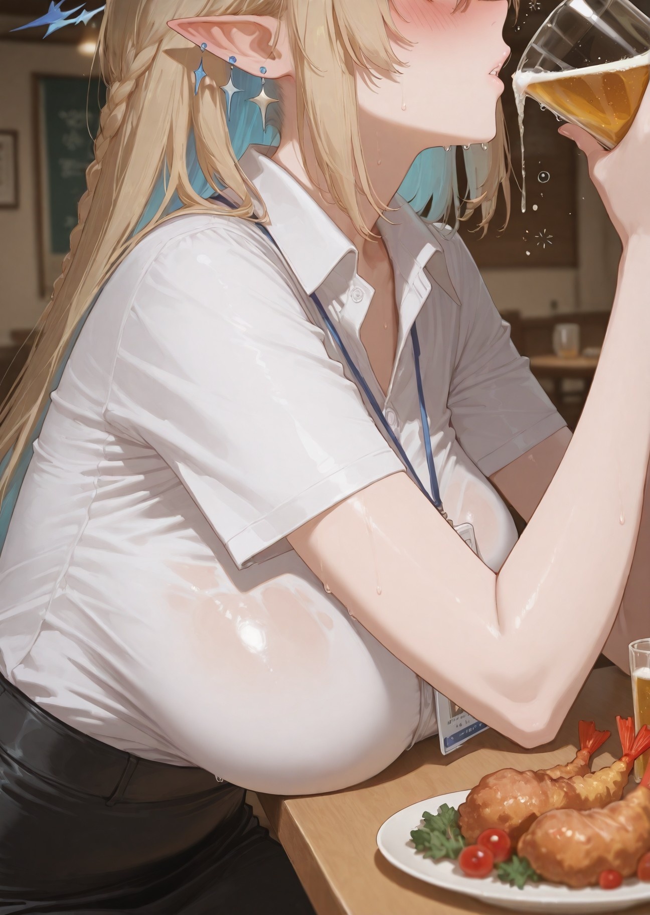 AI 생성 애니메이션 소녀 - 카르테이아: 검은 스타킹 침대 촬영 노출 318P