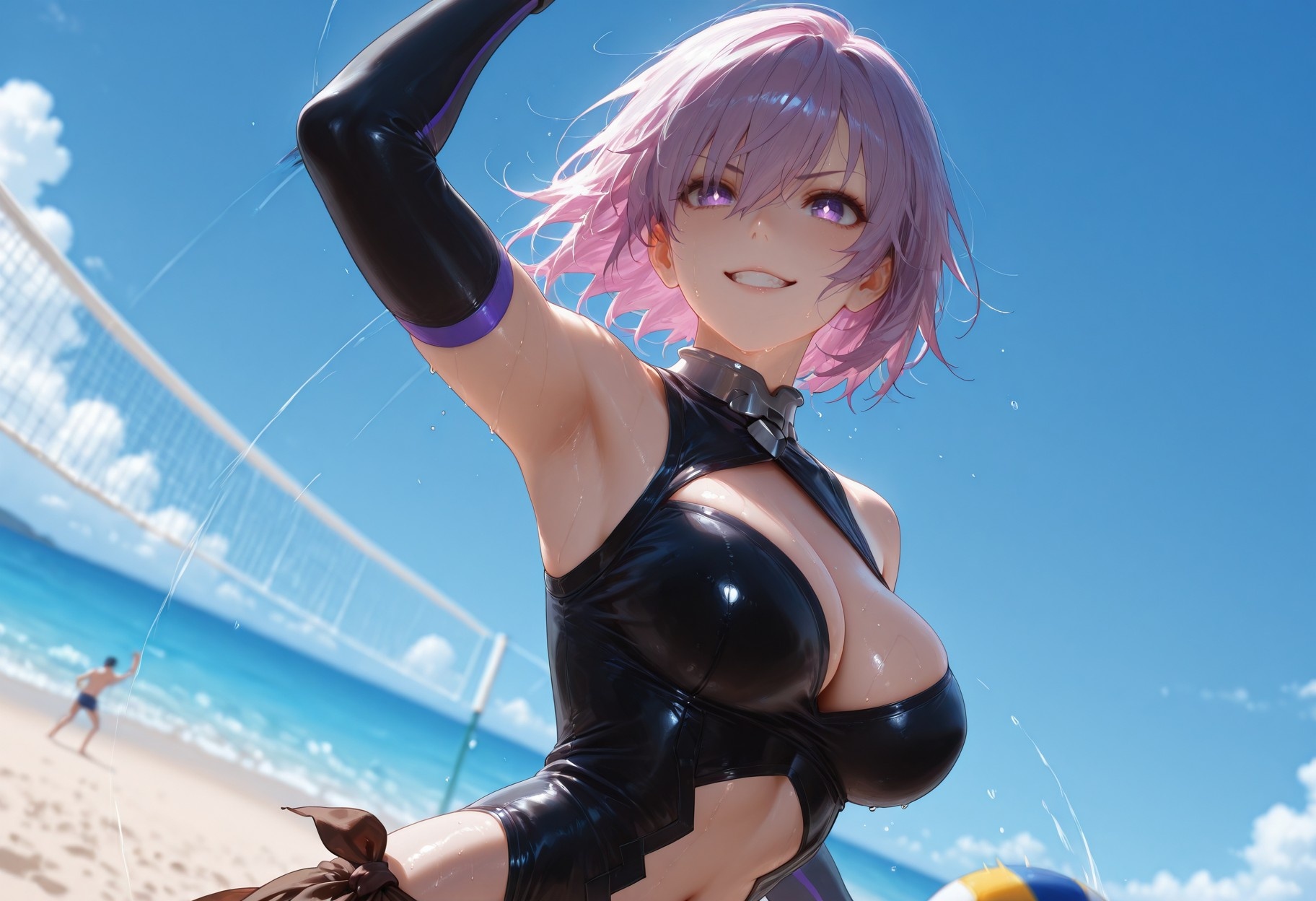 AI สร้างอนิเมะสาว - Fate·Grand Order 玛修·基列莱特: ชุดว่ายน้ำรัดรูป 333P
