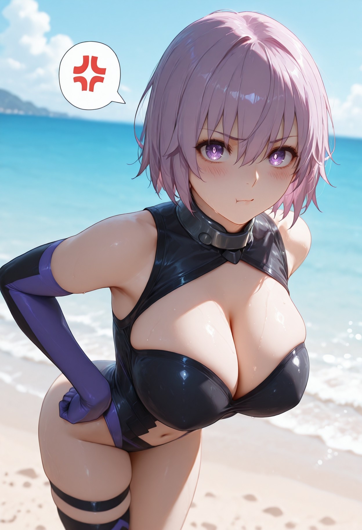 AI 생성 애니메이션 소녀 - Fate·Grand Order 마슈·키리에라이트: 타이트 수영복 노출 333P