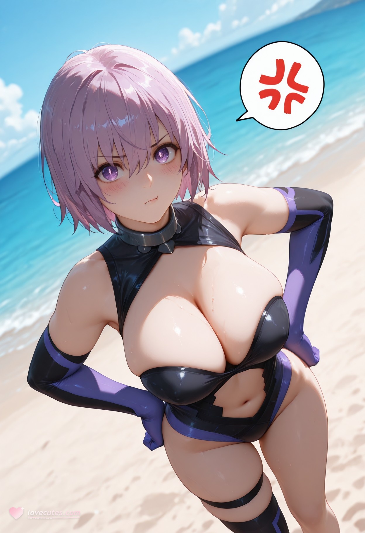 AI 생성 애니메이션 소녀 - Fate·Grand Order 마슈·키리에라이트: 타이트 수영복 노출 333P
